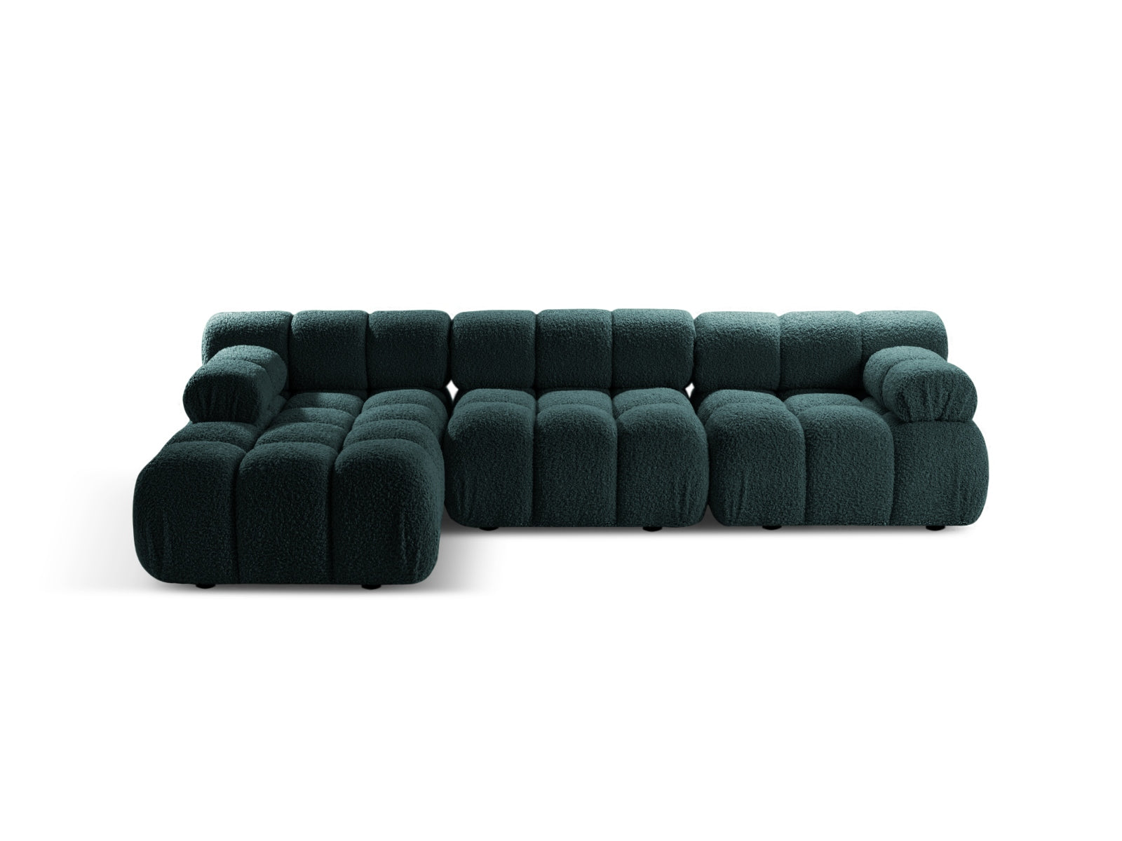 Bellis Boucle modulares Ecksofa links 4 Sitzer 155cm in Petrol präsentiert im Onlineshop von KAQTU Design AG. Ecksofa links ist von Micadoni