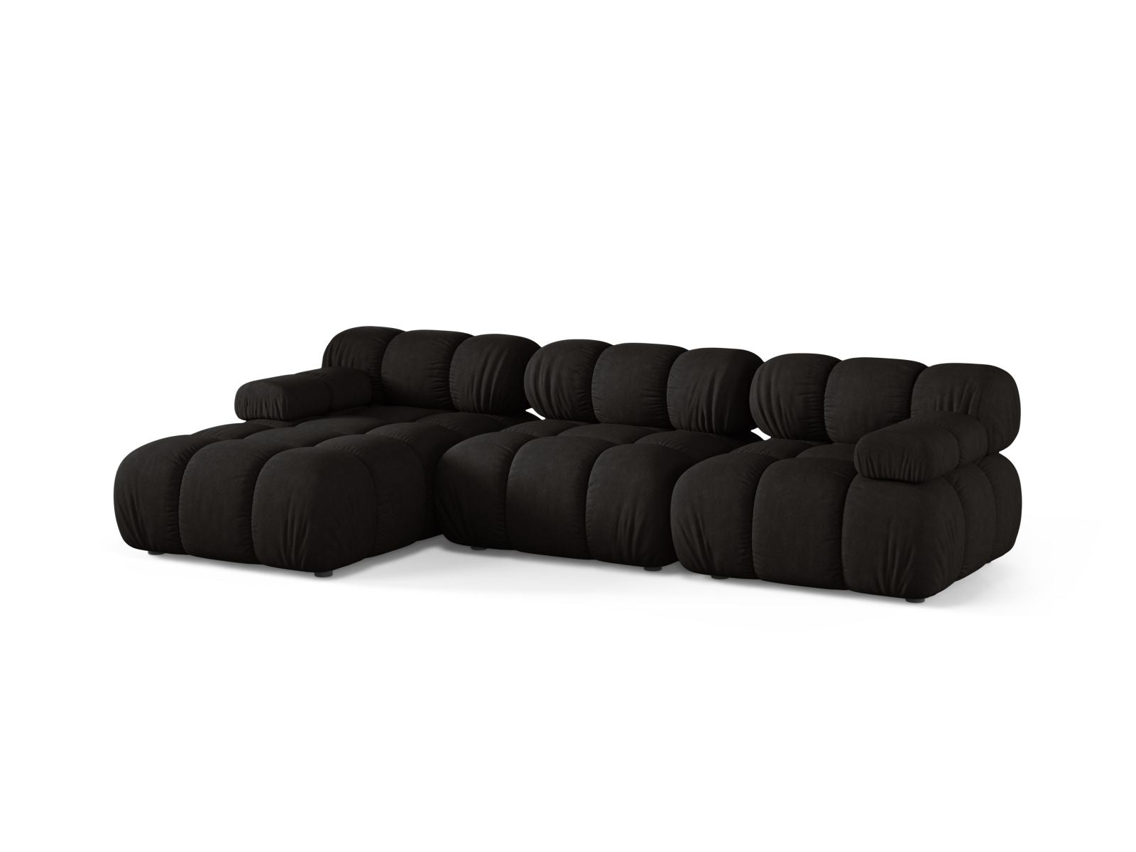 Stylisches 4-Sitzer Ecksofa links Bellis von Micadoni in elegantem Schwarz, ideal für moderne Wohnräume.