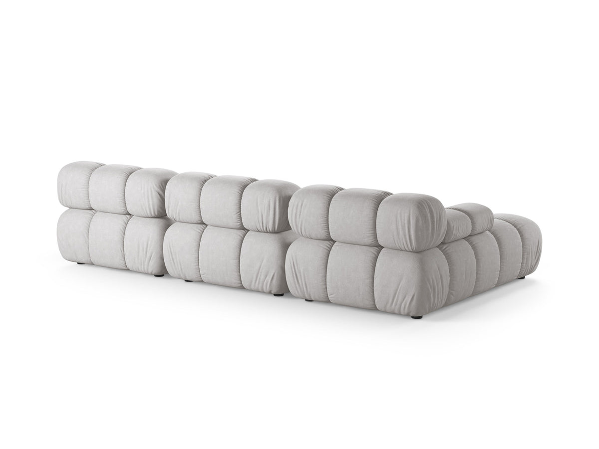 Bellis Ecksofa links von Micadoni, L-Form, Bezug Cappuccino-Liberty, schwarze Kunststoffbeine, 4-Sitzer mit Chaiselongue
