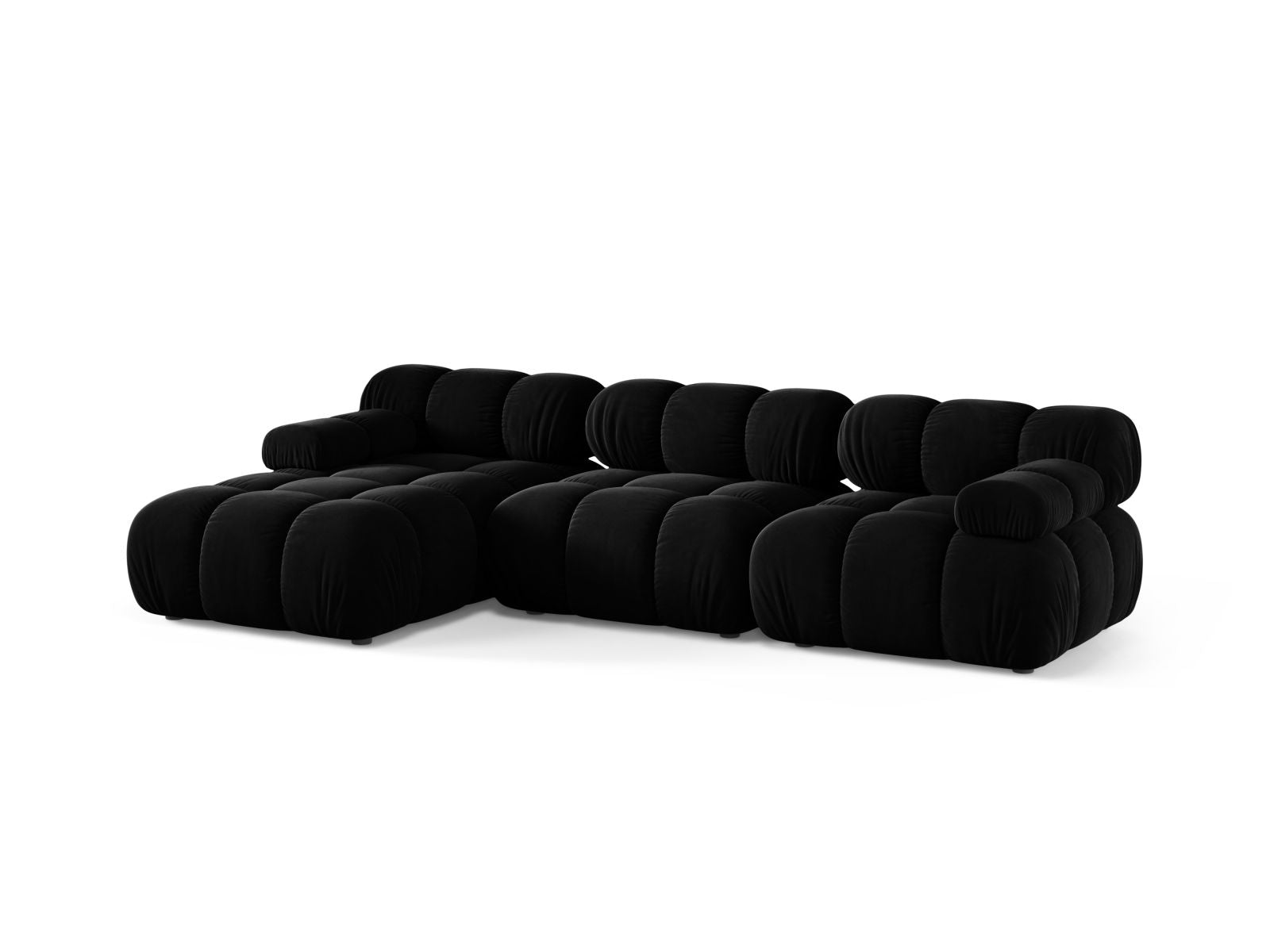 Elegantes 4-Sitzer Ecksofa Bellis in Black-Venus, ideal für stilvolle Wohnräume, präsentiert von Micadoni.