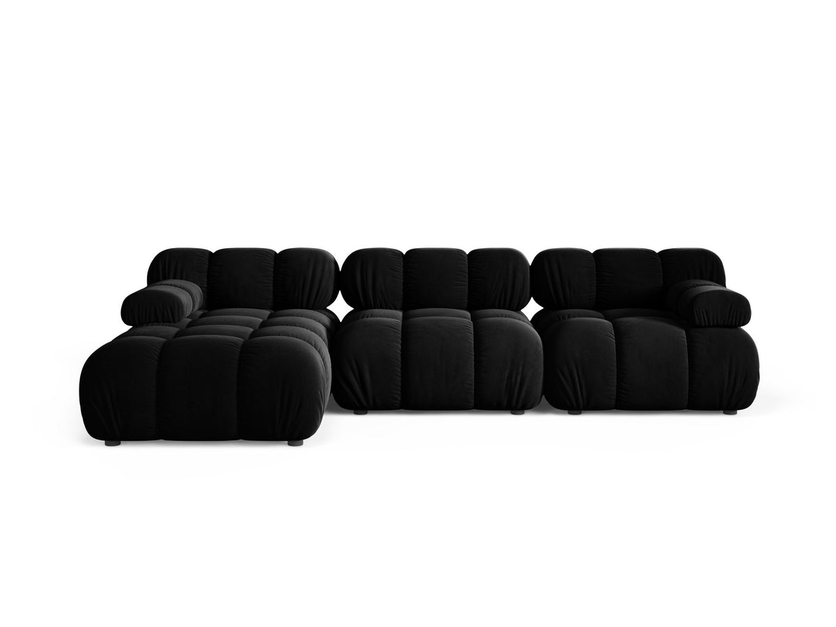 Bellis Ecksofa links von Micadoni, L-Form, Bezug Cappuccino-Liberty, schwarze Kunststoffbeine, 4-Sitzer mit Chaiselongue