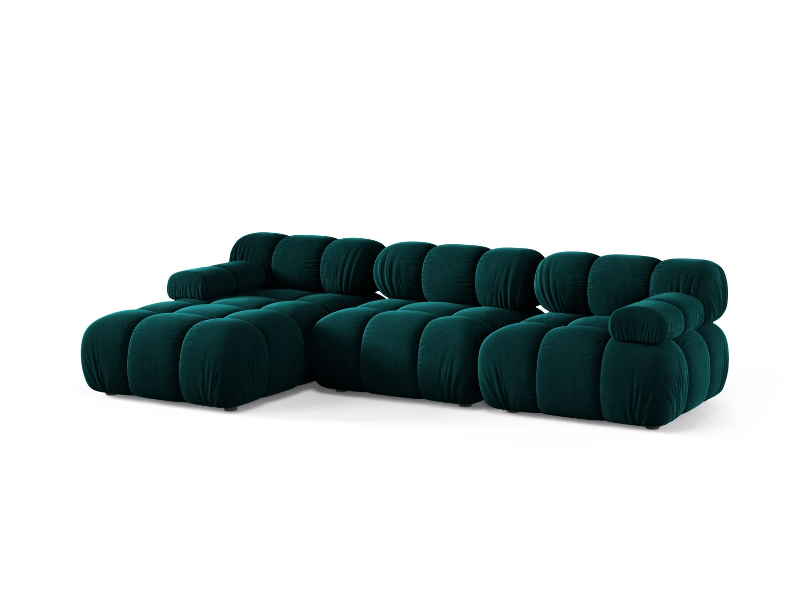 Elegantes 4-Sitzer Ecksofa Bellis in tiefem Petrol, ideal für stilvolle Wohnräume, erhältlich bei KAQTU Design AG.