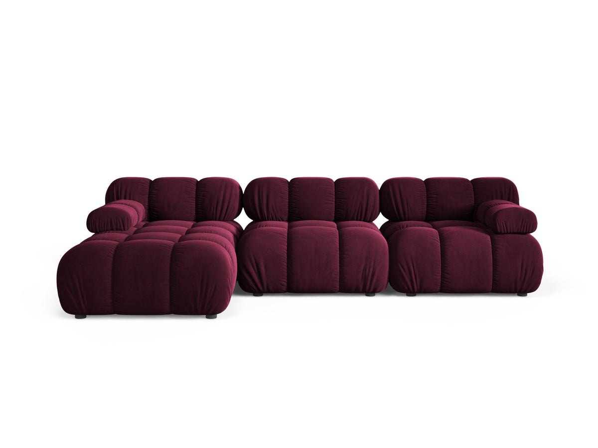 Bellis Ecksofa links von Micadoni, L-Form, Bezug Cappuccino-Liberty, schwarze Kunststoffbeine, 4-Sitzer mit Chaiselongue