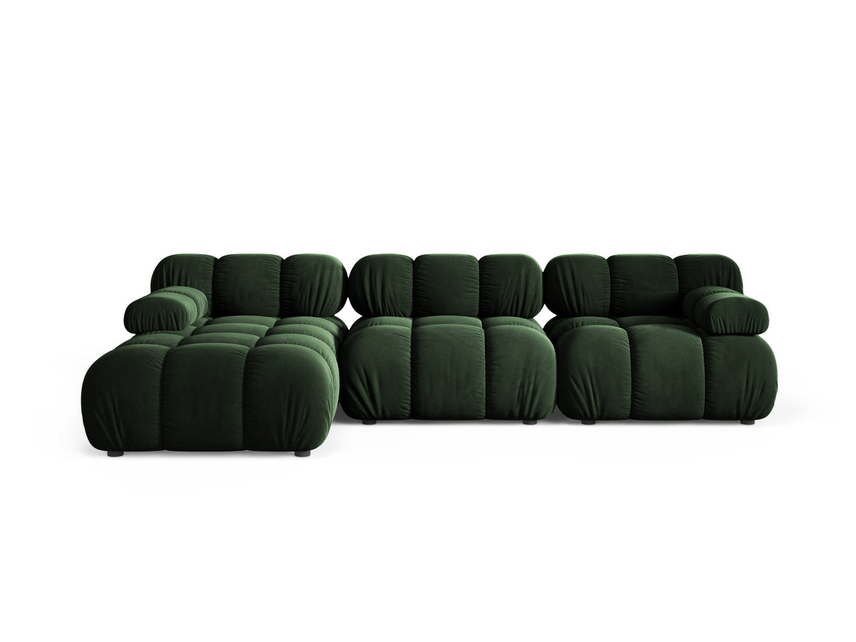 Bellis Ecksofa links von Micadoni, L-Form, Bezug Cappuccino-Liberty, schwarze Kunststoffbeine, 4-Sitzer mit Chaiselongue
