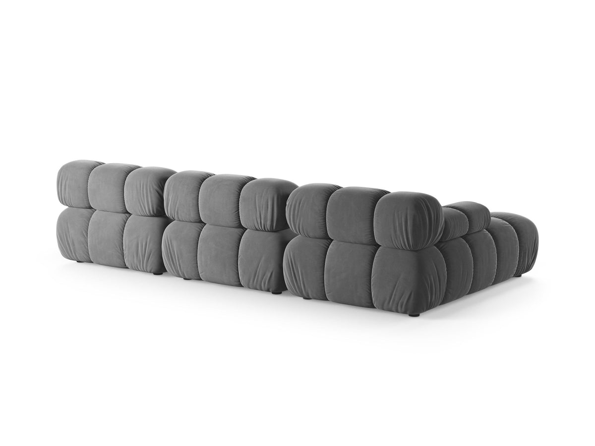Bellis Ecksofa links von Micadoni, L-Form, Bezug Cappuccino-Liberty, schwarze Kunststoffbeine, 4-Sitzer mit Chaiselongue