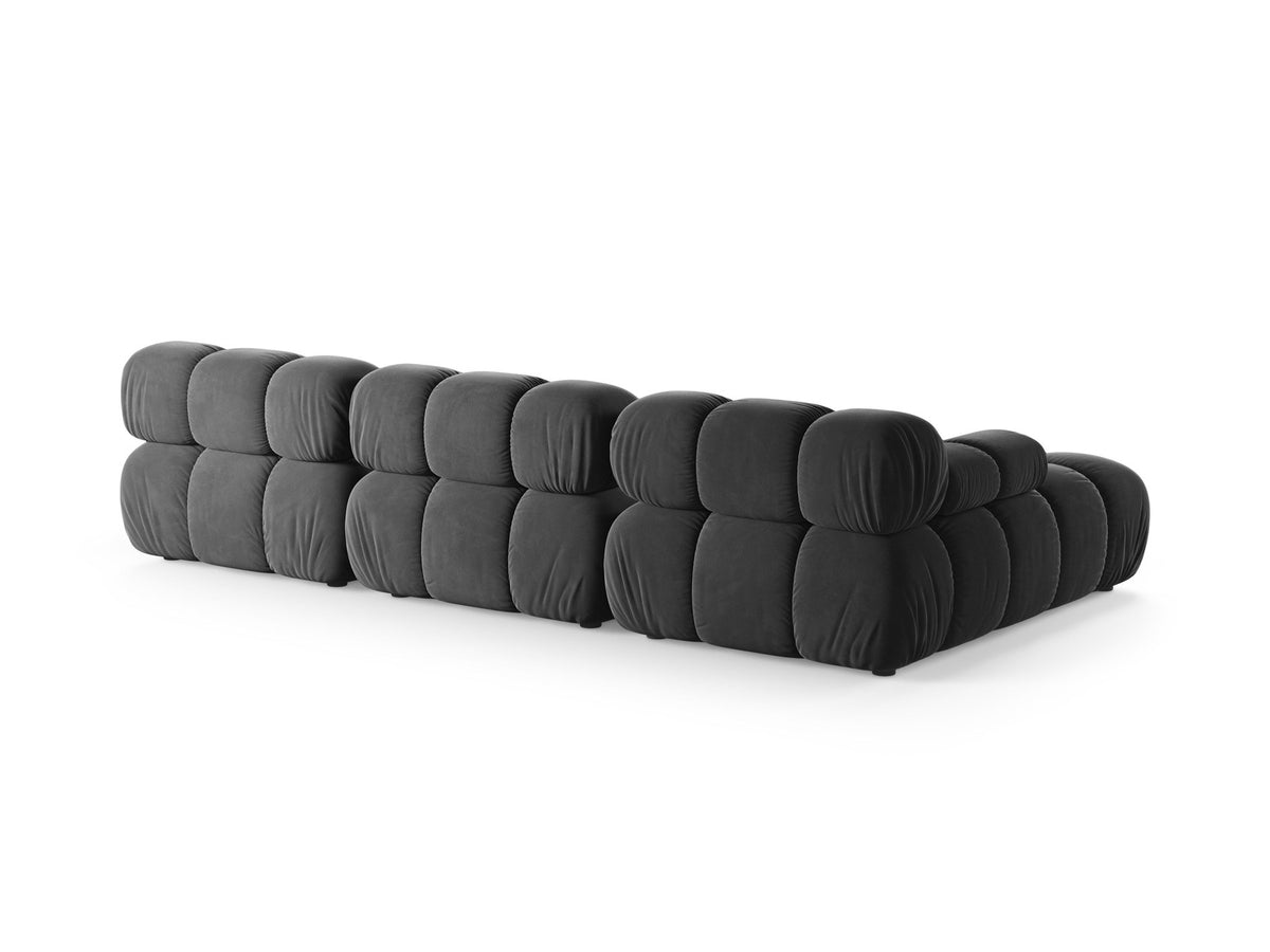 Bellis Ecksofa links von Micadoni, L-Form, Bezug Cappuccino-Liberty, schwarze Kunststoffbeine, 4-Sitzer mit Chaiselongue
