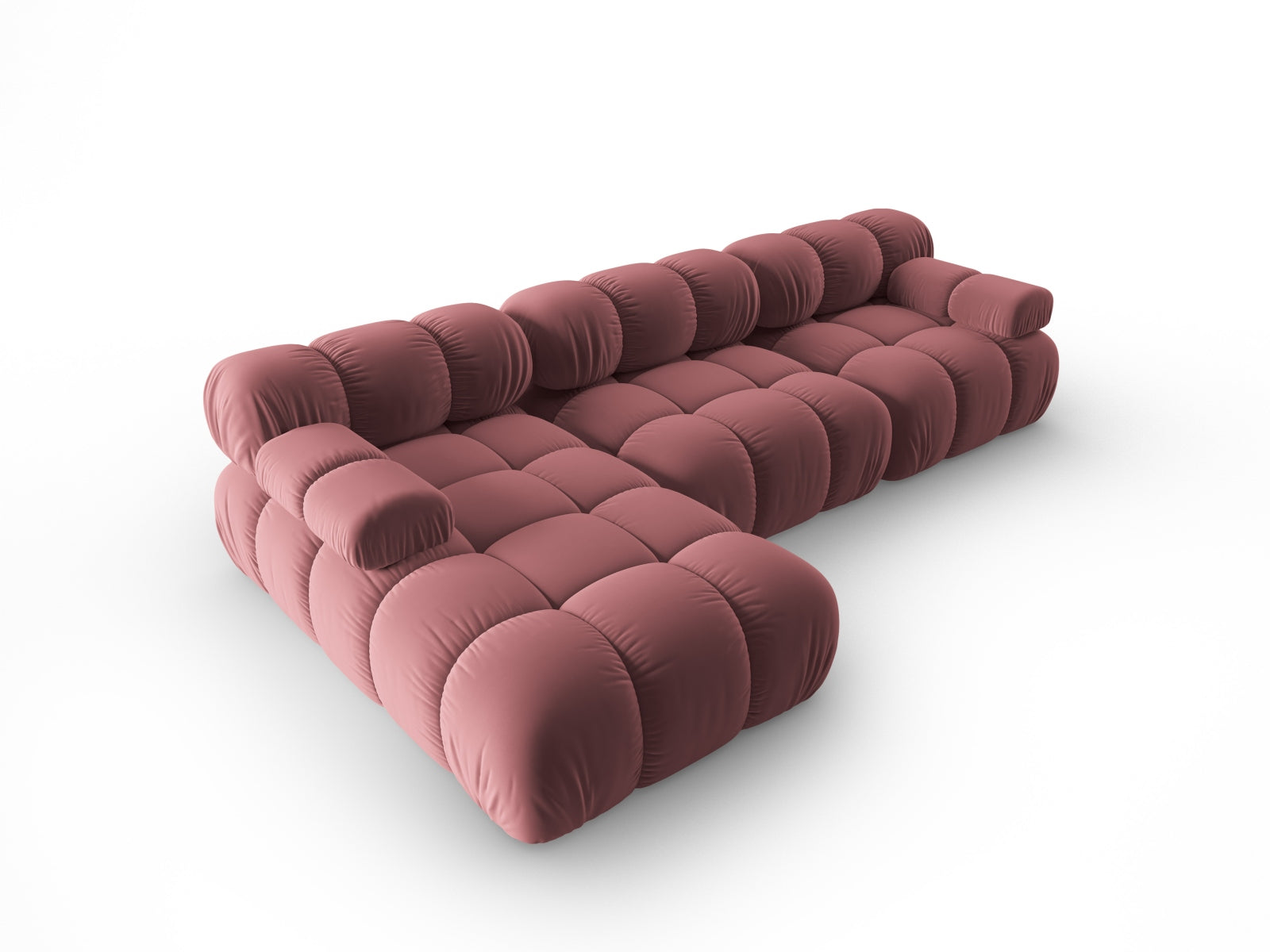 Entdecken Sie das Bellis Velour Ecksofa links von Micadoni – ein modulares 4-Sitzer Sofa mit luxuriösem Design und hohem Sitzkomfort für Ihr Wohnzimmer.