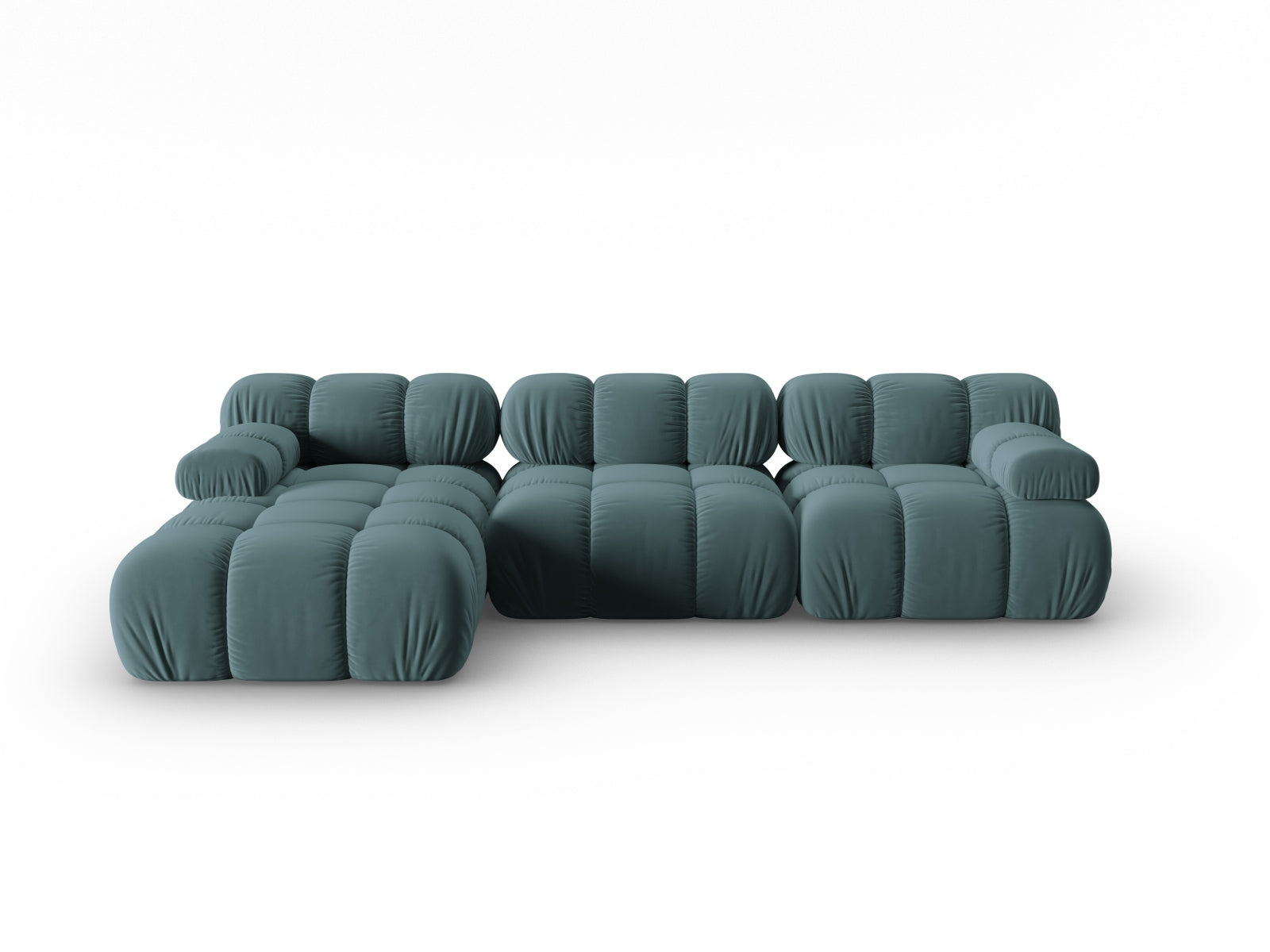Bellis Velour modulares Ecksofa links 4 Sitzer 155cm in Turquoise präsentiert im Onlineshop von KAQTU Design AG. Ecksofa links ist von Micadoni
