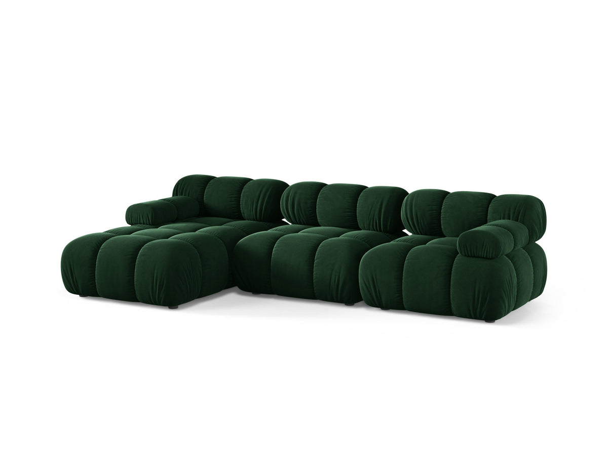 Bellis Velour modulares Ecksofa links 4 Sitzer 155cm in Bottle Green-Bluvel präsentiert im Onlineshop von KAQTU Design AG. L-Sofa links ist von Micadoni
