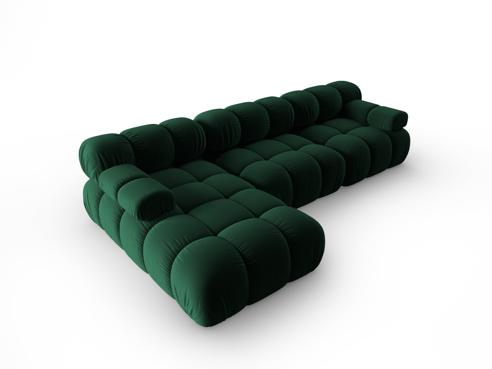 Entdecken Sie das Bellis Velour Ecksofa links von Micadoni – ein modulares 4-Sitzer Sofa mit luxuriösem Design und hohem Sitzkomfort für Ihr Wohnzimmer.