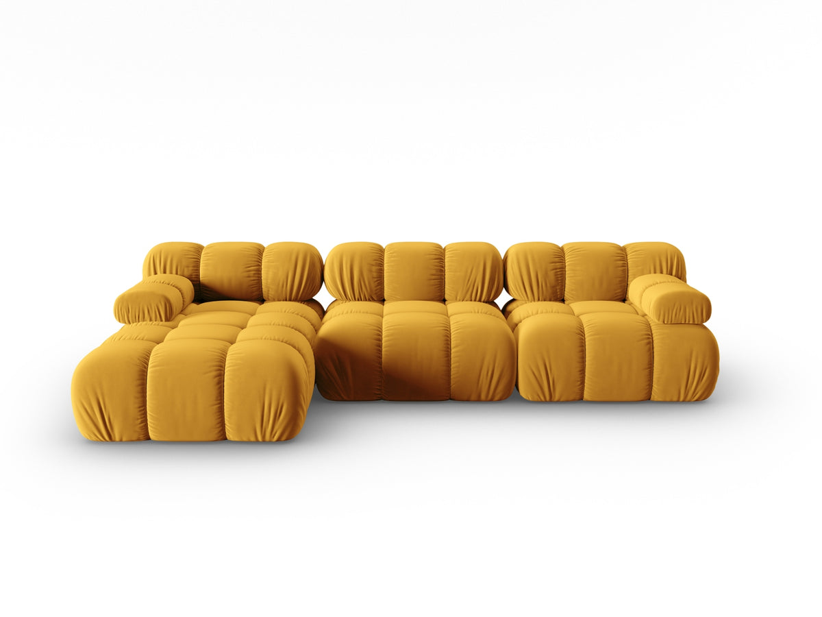 Bellis Velour modulares Ecksofa links 4 Sitzer 155cm in Yellow-Bluvel präsentiert im Onlineshop von KAQTU Design AG. L-Sofa links ist von Micadoni