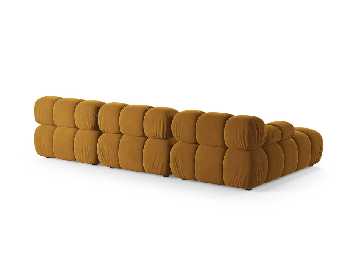 Bellis Velour modulares Ecksofa links 4 Sitzer 155cm in Yellow-Bluvel präsentiert im Onlineshop von KAQTU Design AG. L-Sofa links ist von Micadoni