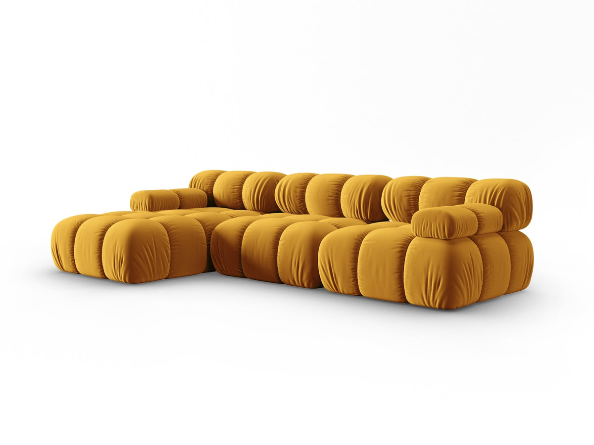 Bellis Velour modulares Ecksofa links 4 Sitzer 155cm in Yellow-Bluvel präsentiert im Onlineshop von KAQTU Design AG. L-Sofa links ist von Micadoni