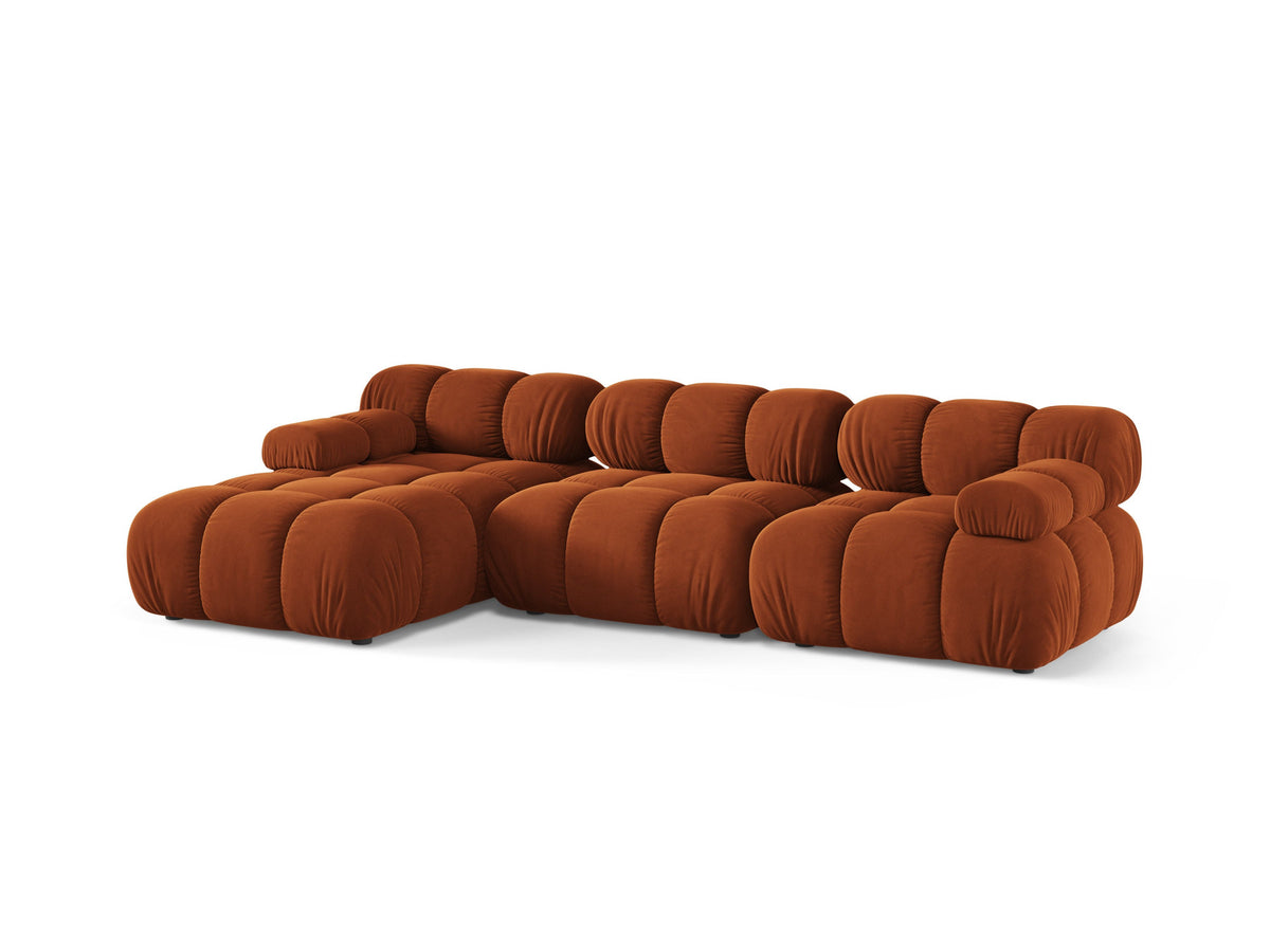 Bellis Velour modulares Ecksofa links 4 Sitzer 155cm in Terracotta-Bluvel präsentiert im Onlineshop von KAQTU Design AG. L-Sofa links ist von Micadoni