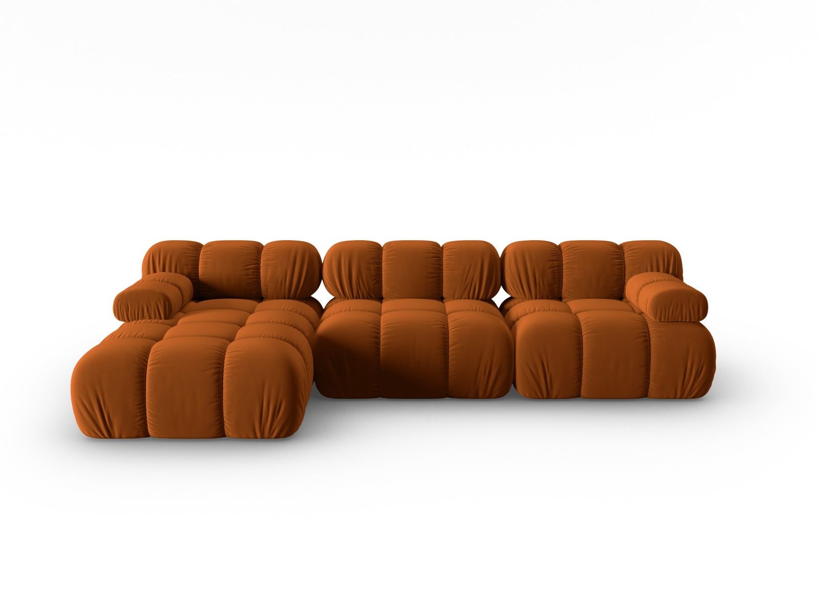 Bellis Velour modulares Ecksofa links 4 Sitzer 155cm in Terracotta-Bluvel präsentiert im Onlineshop von KAQTU Design AG. L-Sofa links ist von Micadoni