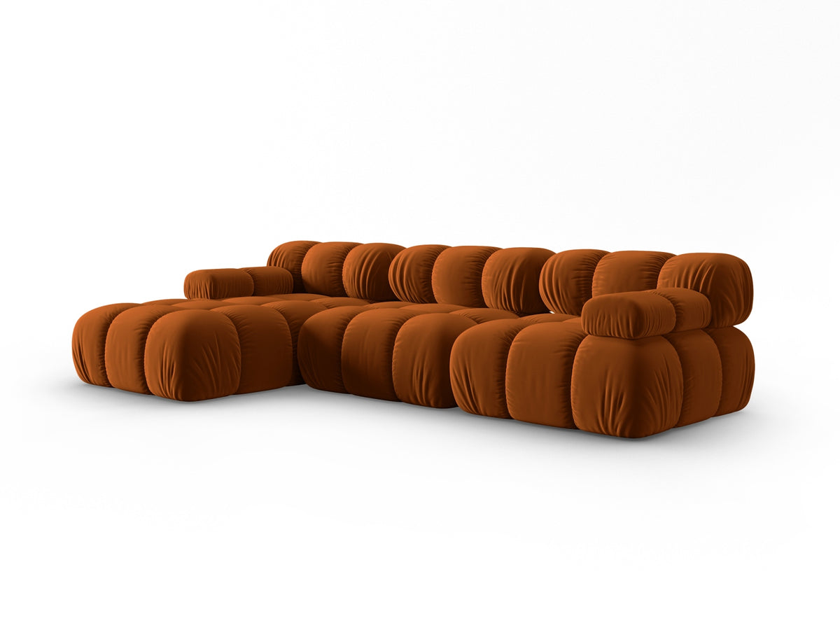 Bellis Velour modulares Ecksofa links 4 Sitzer 155cm in Terracotta-Bluvel präsentiert im Onlineshop von KAQTU Design AG. L-Sofa links ist von Micadoni