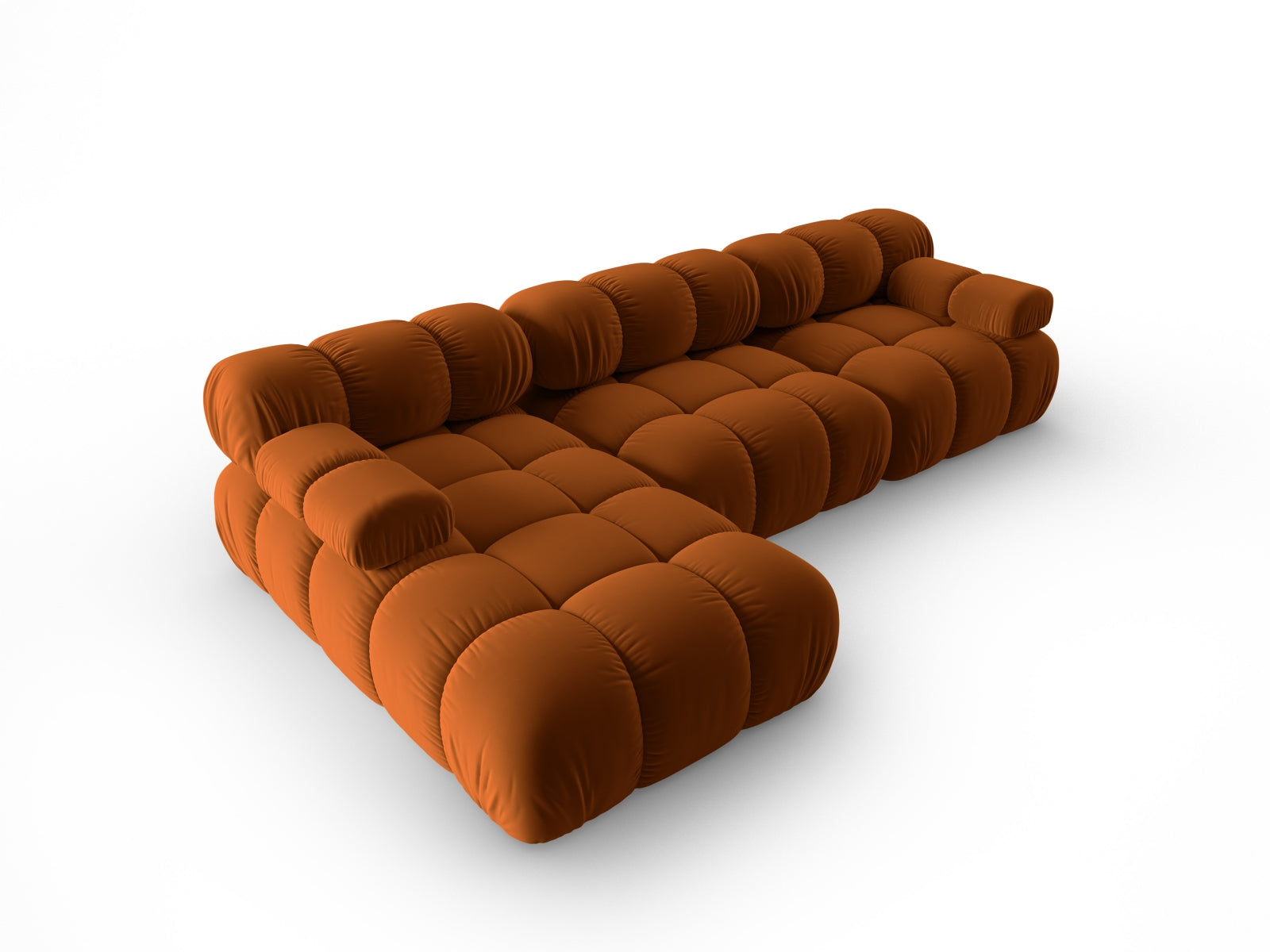Entdecken Sie das Bellis Velour Ecksofa links von Micadoni – ein modulares 4-Sitzer Sofa mit luxuriösem Design und hohem Sitzkomfort für Ihr Wohnzimmer.