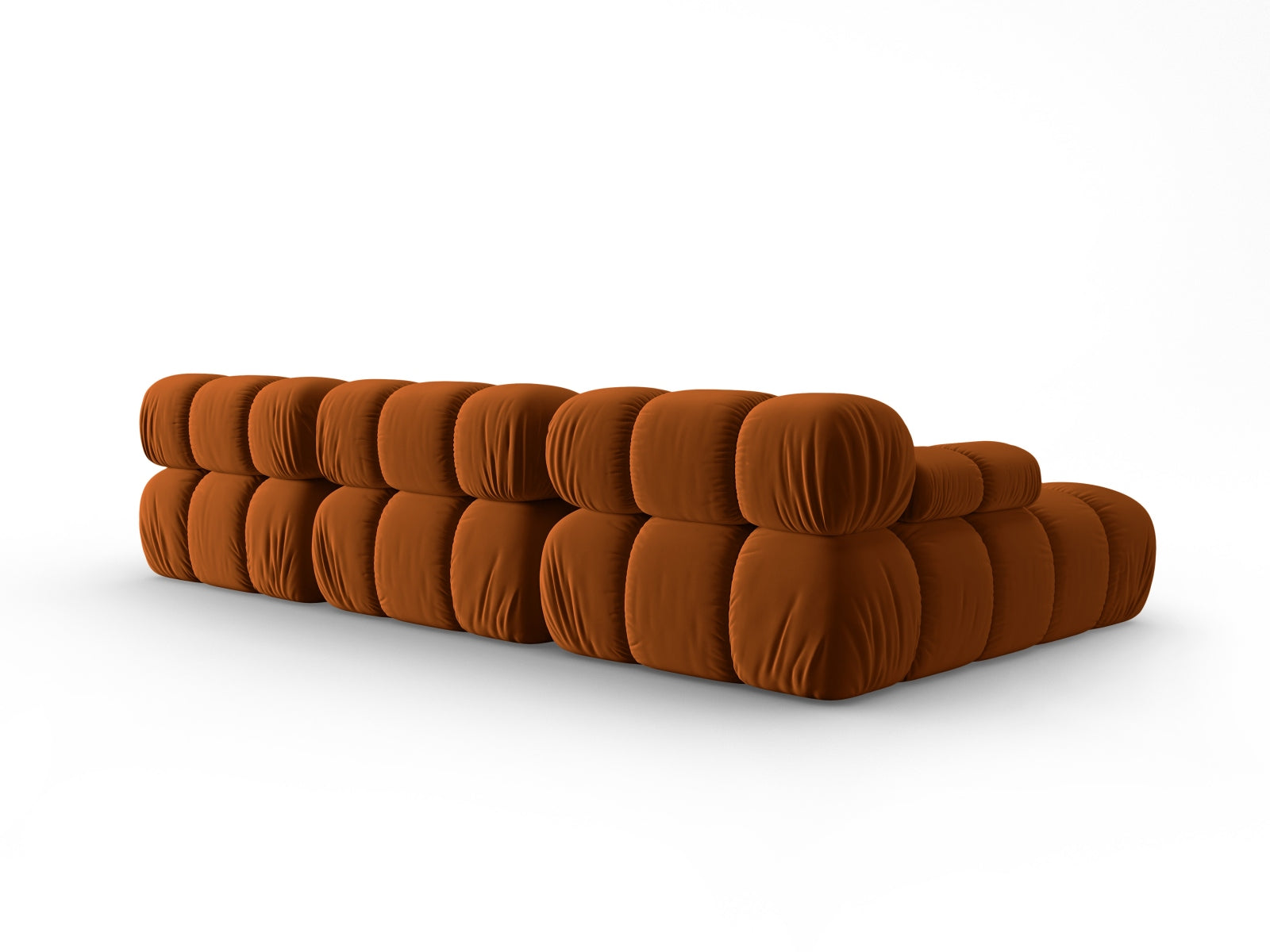 Elegantes, modulares Ecksofa Bellis in warmem Terracotta, 4-Sitzer mit weichem Velour, perfekt für moderne Wohnkonzepte.