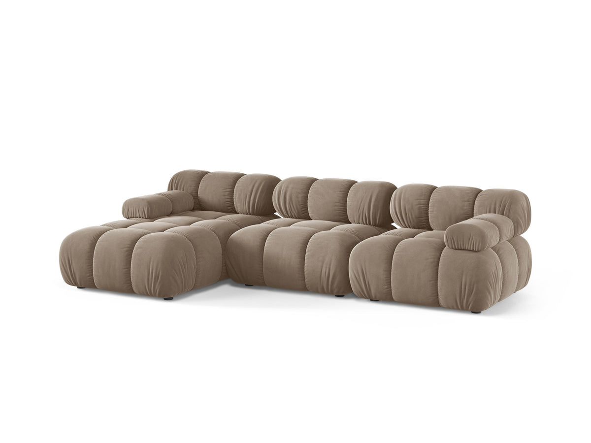 Bellis Velour modulares Ecksofa links 4 Sitzer 155cm in Cappuccino-Bluvel präsentiert im Onlineshop von KAQTU Design AG. L-Sofa links ist von Micadoni