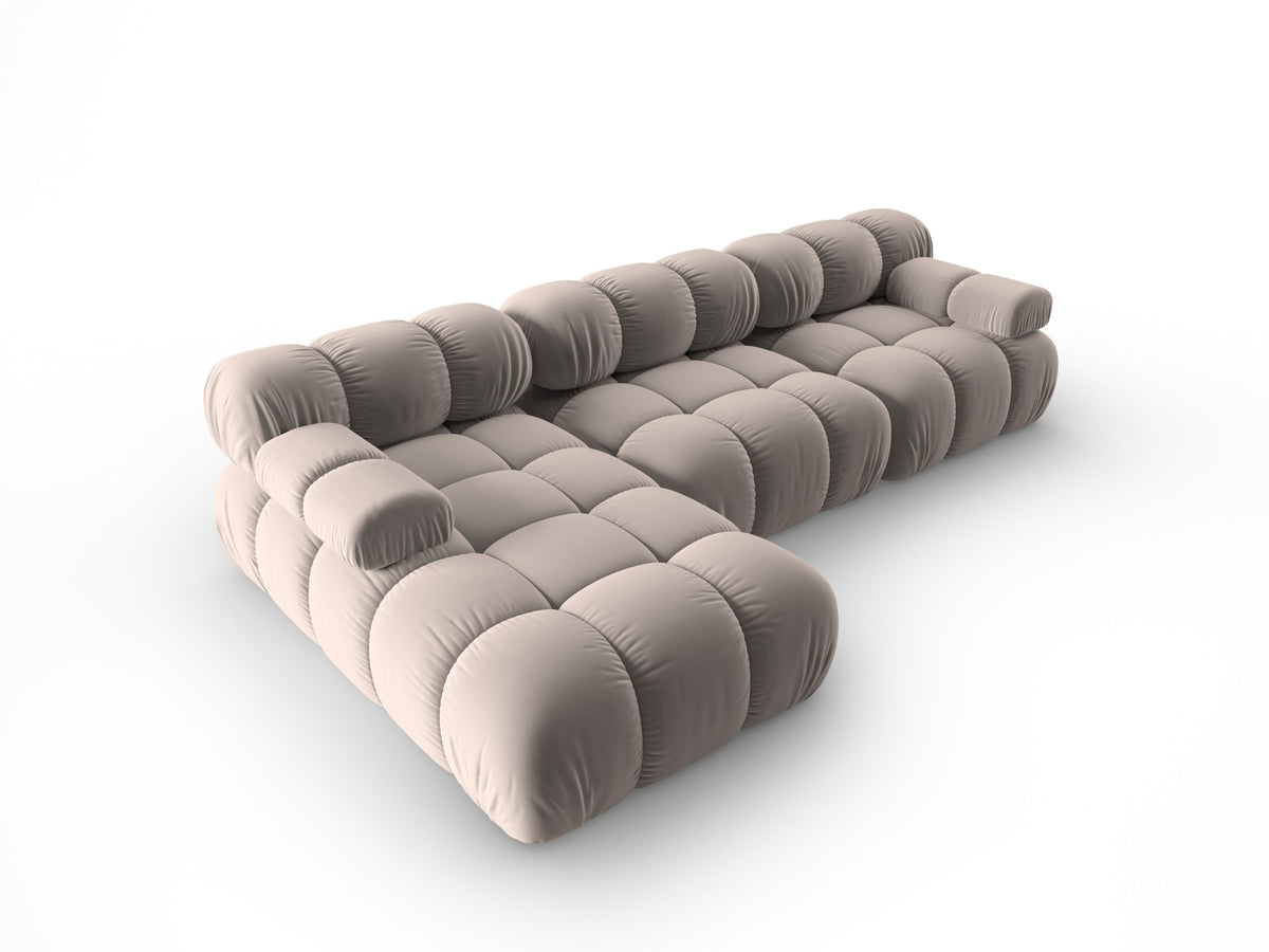Bellis Velour modulares Ecksofa links 4 Sitzer 155cm in Cappuccino-Bluvel präsentiert im Onlineshop von KAQTU Design AG. Ecksofa links ist von Micadoni