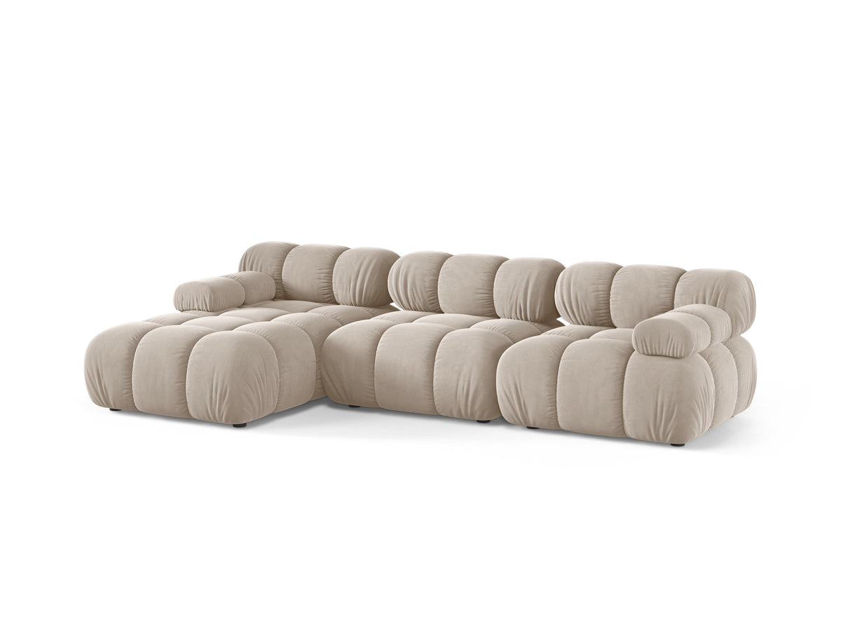 Bellis Velour modulares Ecksofa links 4 Sitzer 155cm in Dark Beige-Bluvel präsentiert im Onlineshop von KAQTU Design AG. L-Sofa links ist von Micadoni