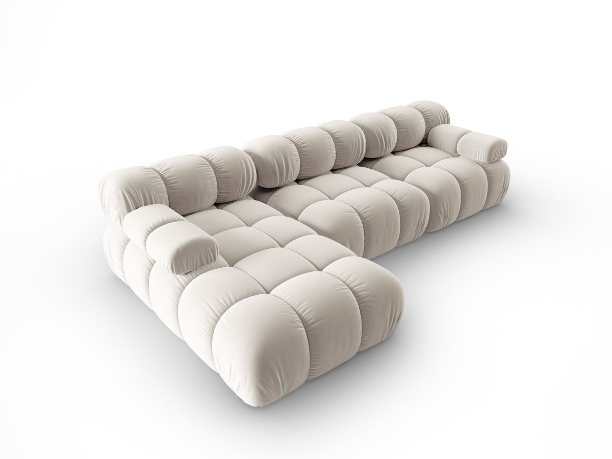Bellis Velour modulares Ecksofa links 4 Sitzer 155cm in Dark Beige-Bluvel präsentiert im Onlineshop von KAQTU Design AG. L-Sofa links ist von Micadoni