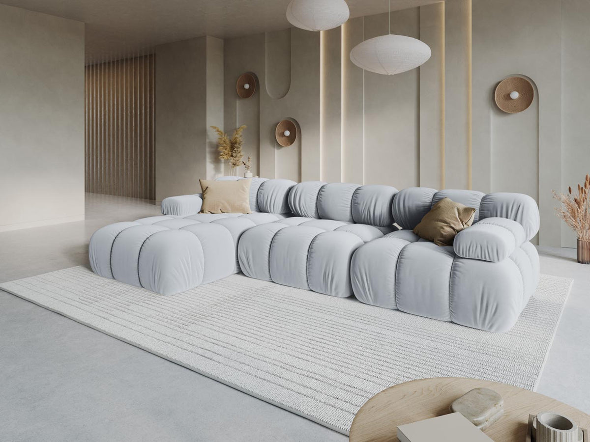 Bellis Velour modulares Ecksofa links 4 Sitzer 155cm in Light Blue-Bluvel präsentiert im Onlineshop von KAQTU Design AG. Ecksofa links ist von Micadoni