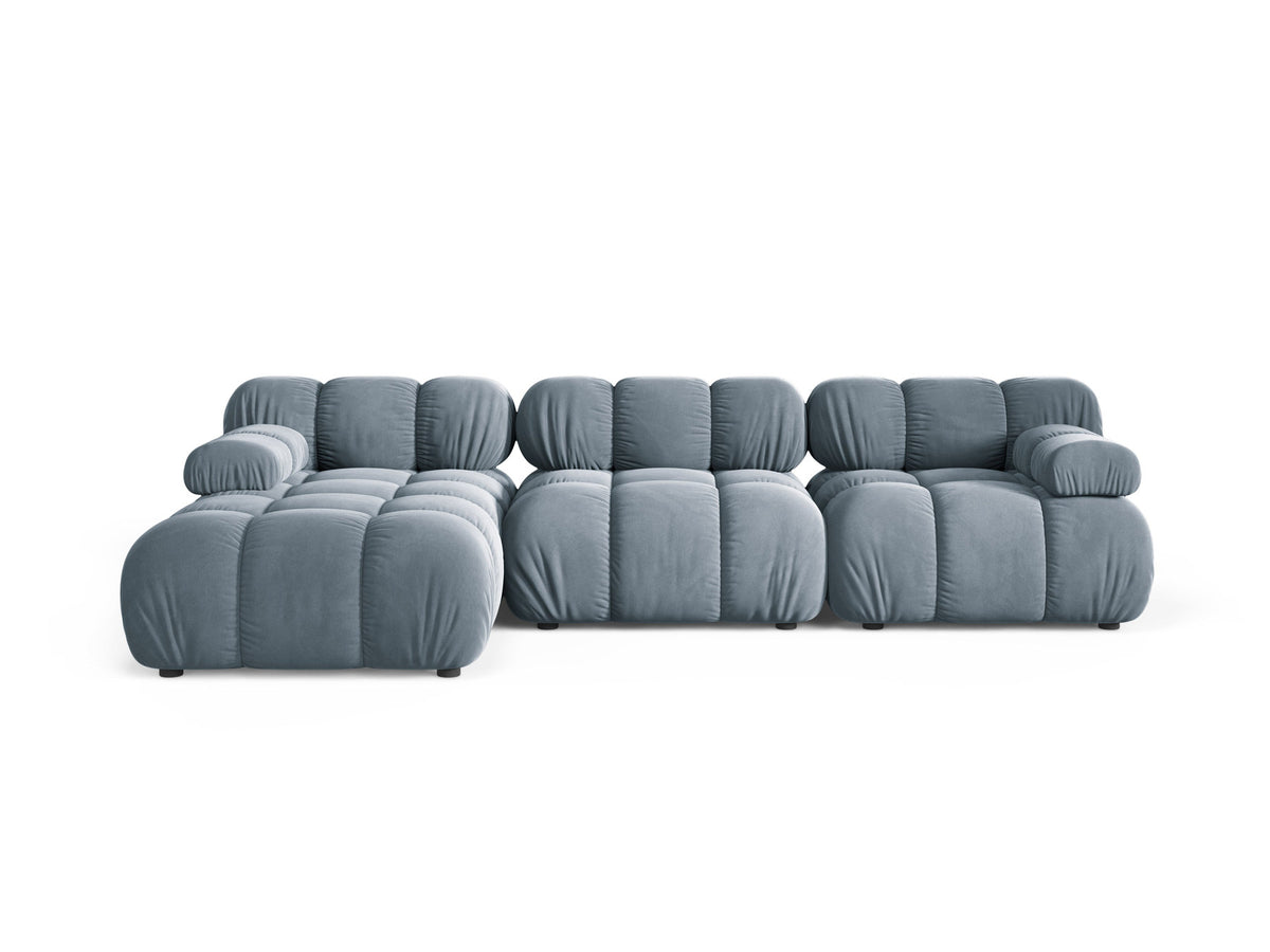 Bellis Velour modulares Ecksofa links 4 Sitzer 155cm in Light Blue-Bluvel präsentiert im Onlineshop von KAQTU Design AG. L-Sofa links ist von Micadoni