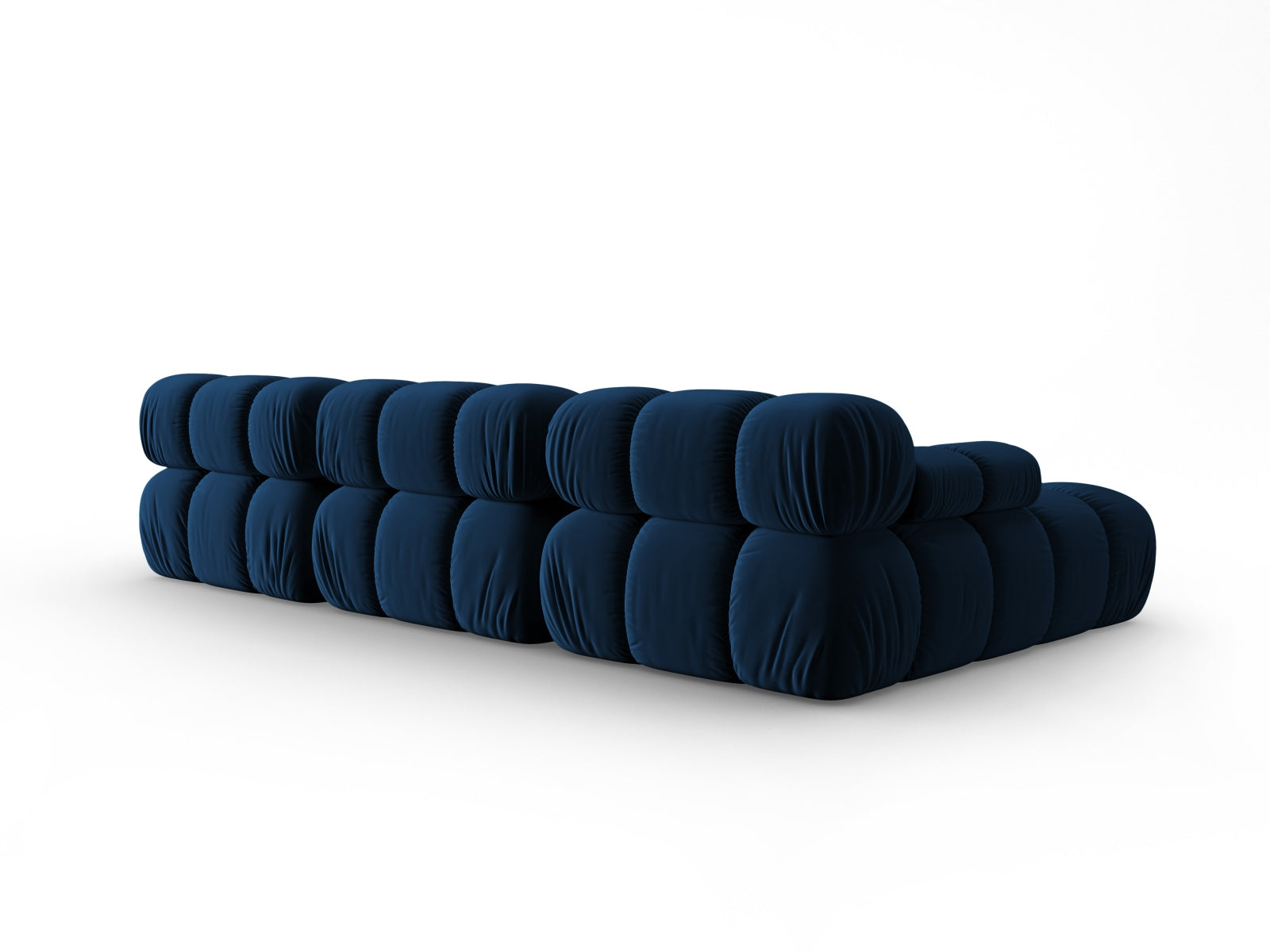 Elegantes Bellis Velour Ecksofa in Royal Blue, 4-Sitzer, linksseitig, 155 cm, perfekt für moderne Wohnkonzepte und entspannte Gemütlichkeit.