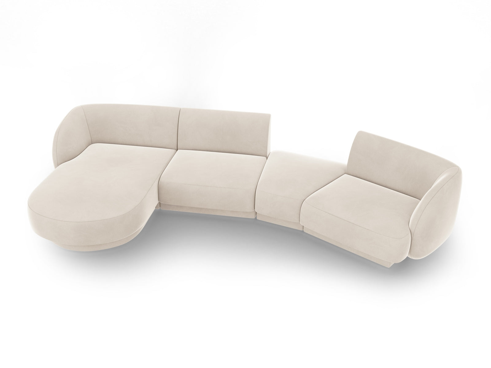 Entdecken Sie das elegante Miley Velour Sofa links 4 Sitzer von Micadoni – stilvoll, modular und perfekt für Ihr modernes Wohnzimmer.