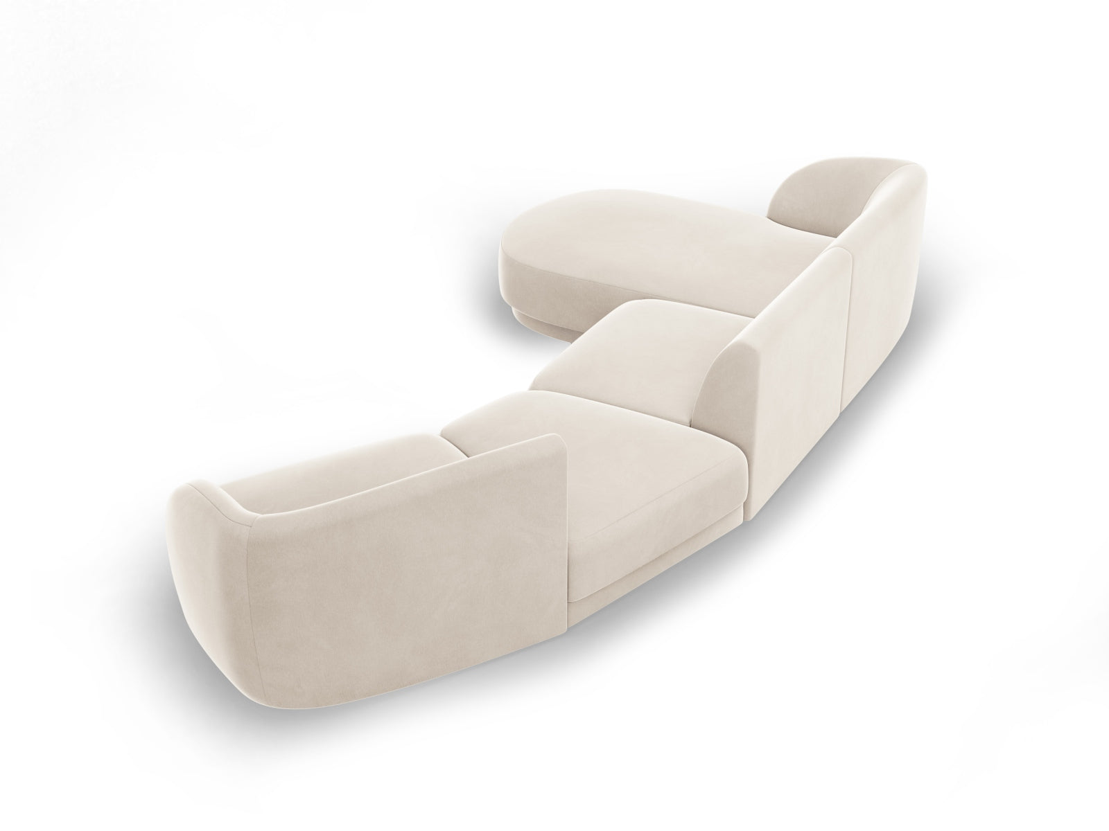Entdecken Sie das Miley Velour Sofa links 4 Sitzer von Micadoni – ein elegantes, modulares Design, das Komfort und Flexibilität für Ihr Zuhause bietet.