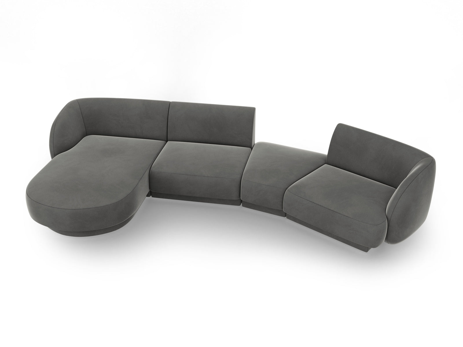 Entdecken Sie das stilvolle Miley Velour Sofa links 4 Sitzer von Micadoni – modular, elegant und perfekt für Ihr modernes Wohnzimmer.