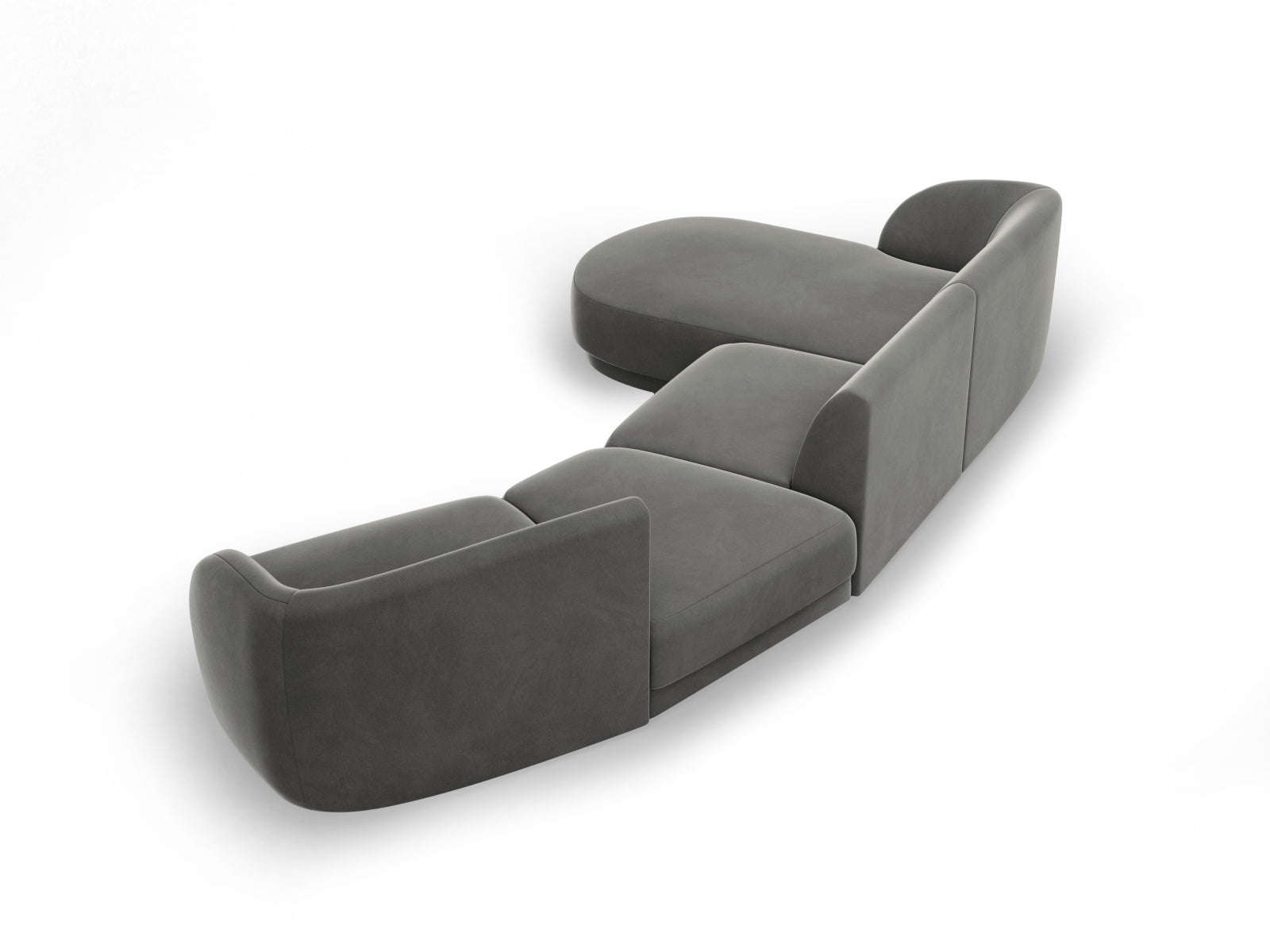 Entdecken Sie das Miley Velour Sofa links 4 Sitzer von Micadoni – ein stilvolles, modulares Sofa, das Komfort und Eleganz vereint.