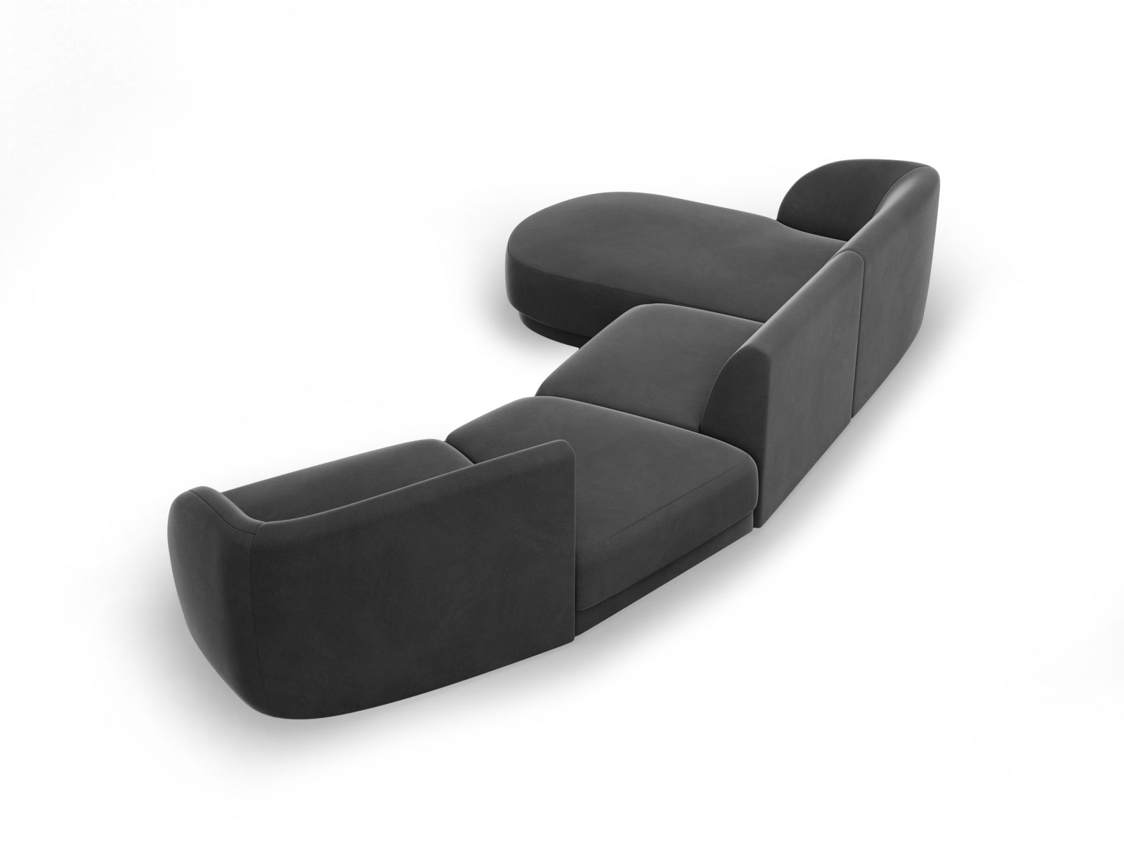 Entdecken Sie das Miley Velour Sofa links 4 Sitzer von Micadoni – ein stilvolles, modulares Sofa, das Komfort und Eleganz in Ihr Zuhause bringt.