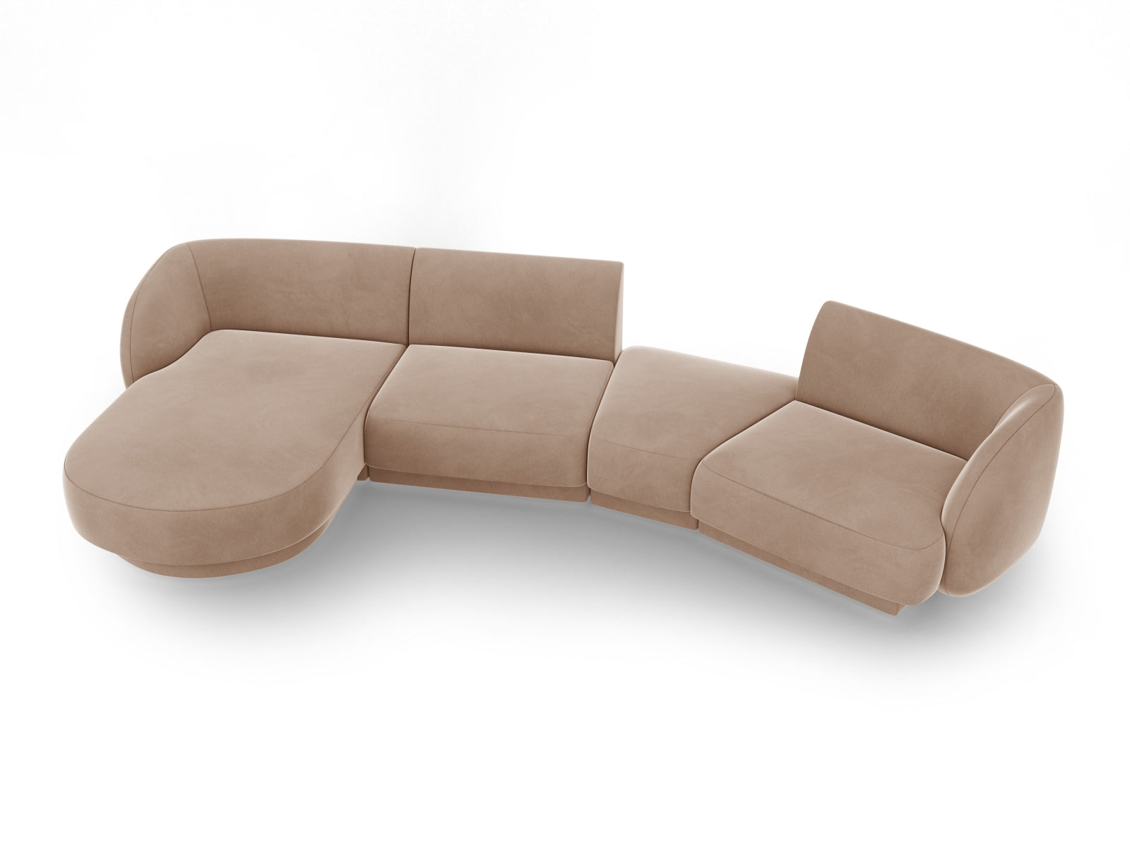 Entdecken Sie das elegante Miley Velour Sofa links 4 Sitzer von Micadoni – stilvoll, modular und perfekt für Ihr modernes Wohnzimmer.