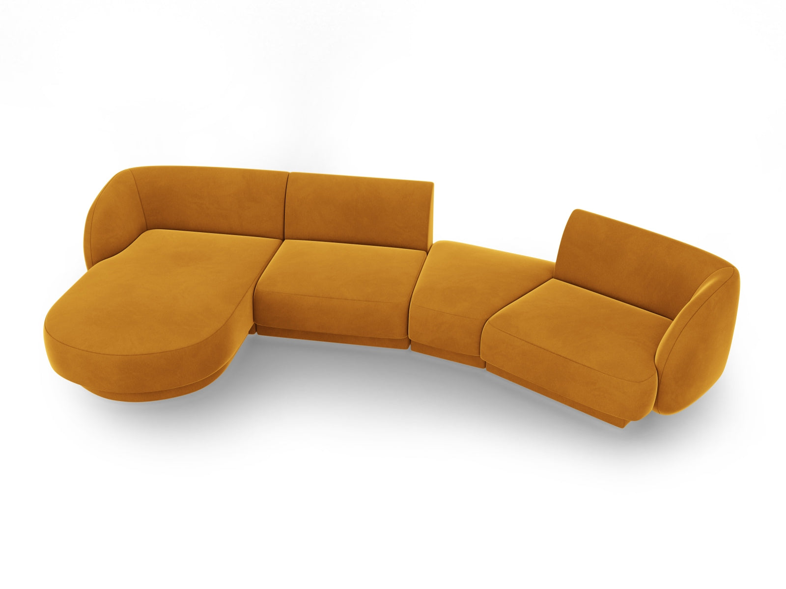 Entdecken Sie das stilvolle Miley Velour Sofa links 4 Sitzer von Micadoni – modular, elegant und perfekt für Ihr modernes Wohnzimmer!