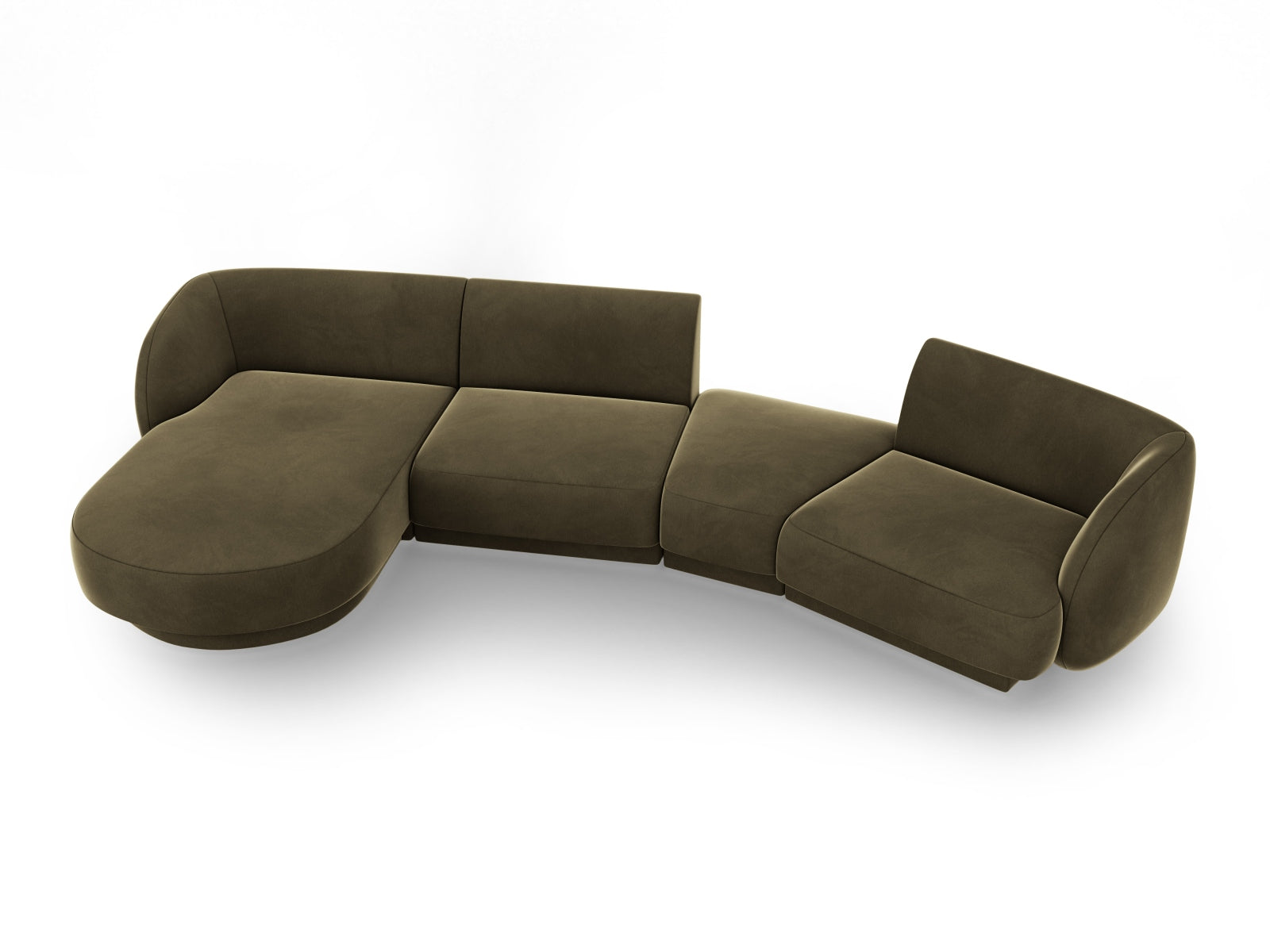 Entdecken Sie das stilvolle Miley Velour Sofa links 4 Sitzer von Micadoni – modular, elegant und perfekt für Ihr modernes Wohnzimmer.