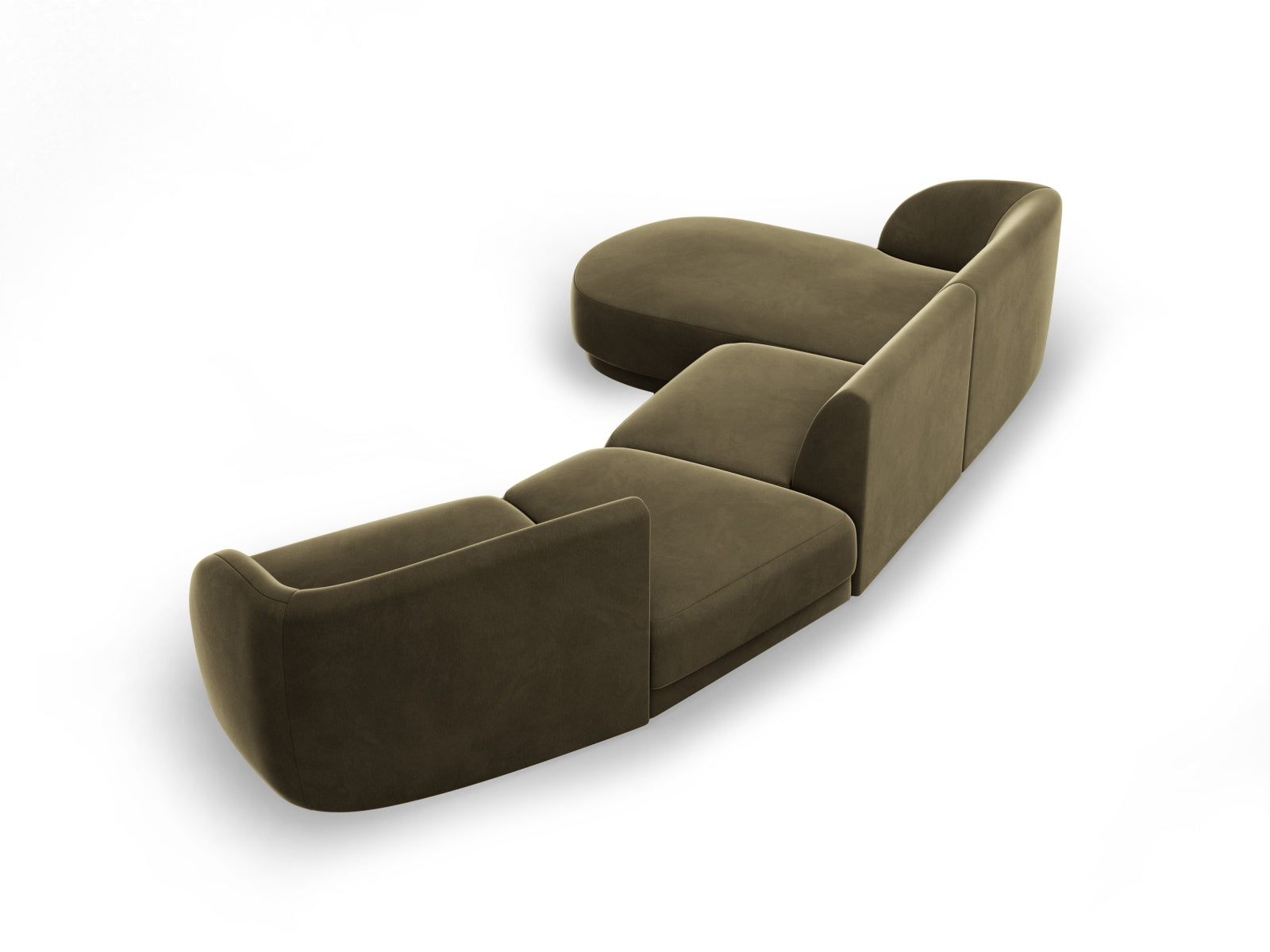 Entdecken Sie das Miley Velour Sofa links 4 Sitzer von Micadoni – ein stilvolles, modulares Sofa, das Komfort und Eleganz vereint.