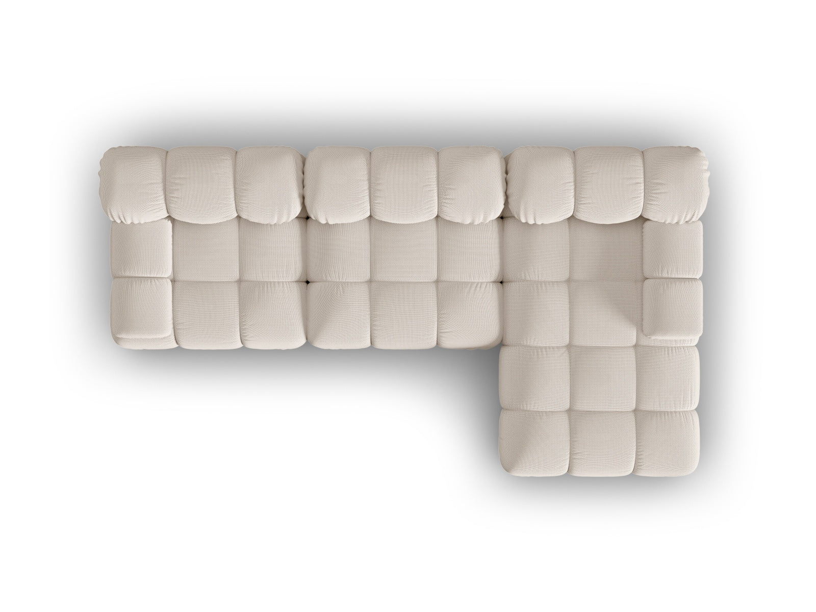 Modulares Ecksofa Bellis in hellem Beige, 4-Sitzer, rechte Ausführung, perfekt für moderne Wohnkonzepte von Micadoni.
