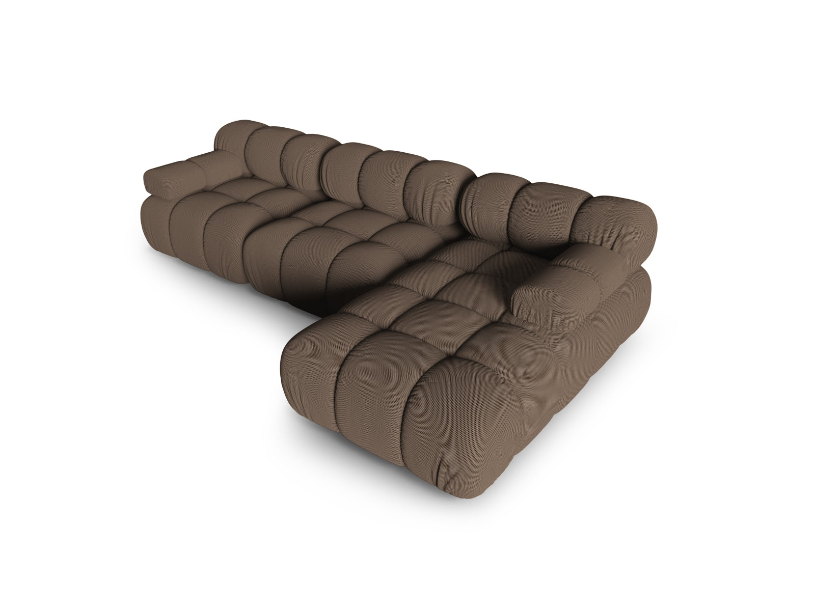 Modulares Ecksofa Bellis in Braun, 4-Sitzer, rechte Ausführung, perfekt für moderne Wohnkonzepte und gemütliche Entspannung.