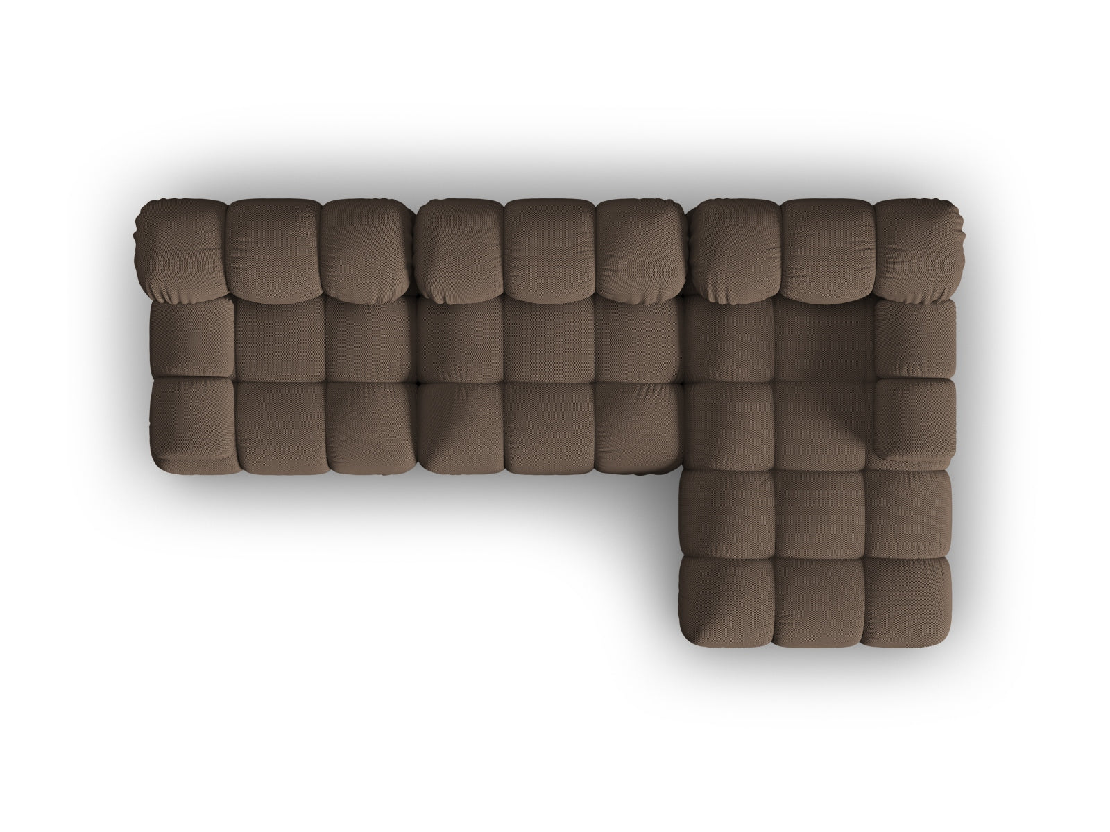 Modulares Ecksofa Bellis in warmem Braun, 4-Sitzer, rechte Ausführung, perfekt für gemütliche Abende und modernes Wohndesign.