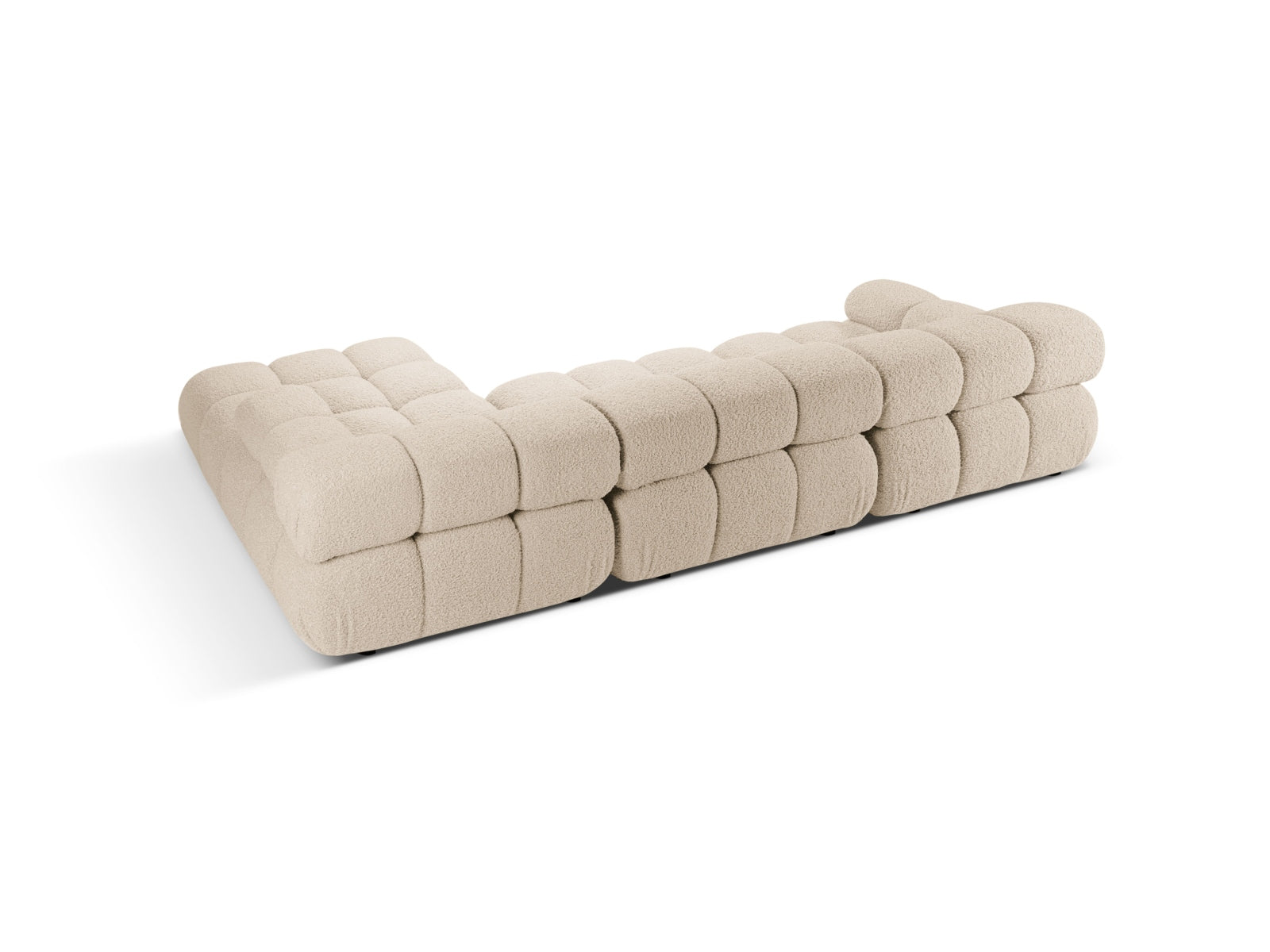 Modulares Ecksofa Bellis Boucle in hellem Beige, 4-Sitzer, perfekt für moderne Wohnkonzepte, bietet Komfort und Stil in jedem Raum.