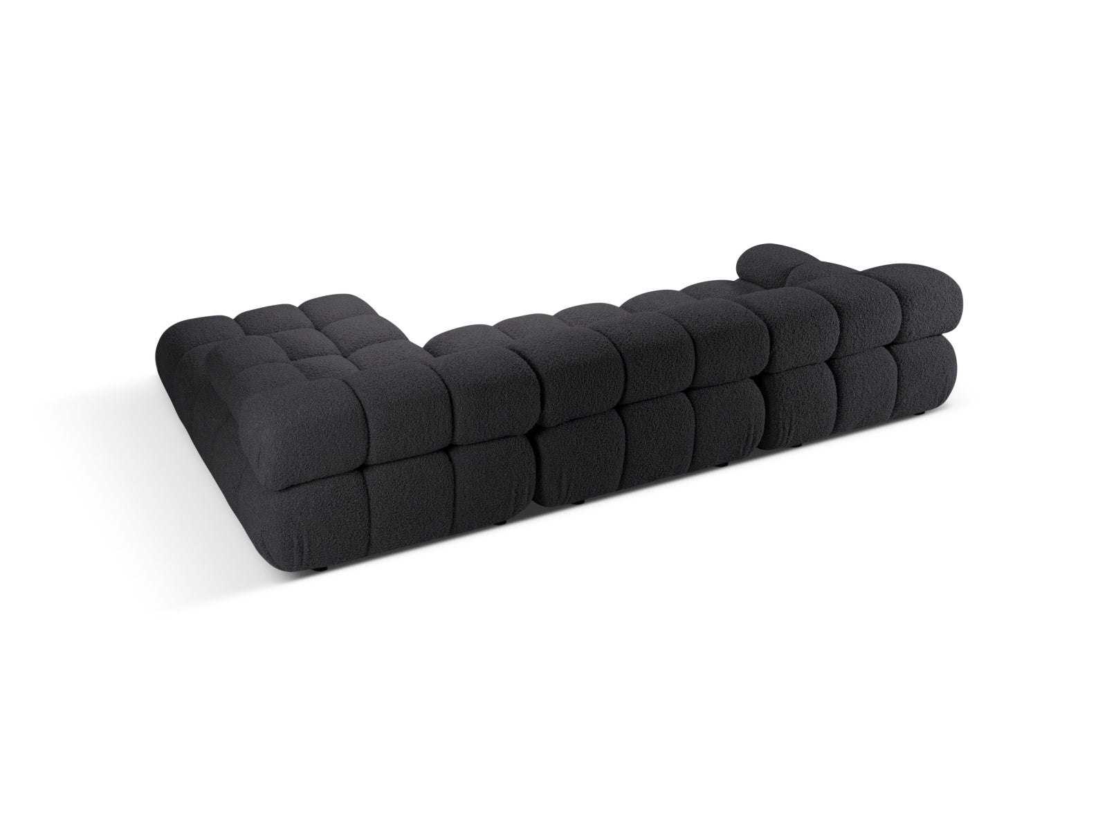 Modulares Bellis Boucle Ecksofa in Graphit, 4-Sitzer, rechte Ausführung, perfekt für moderne Wohnkonzepte und gemütliche Entspannung.