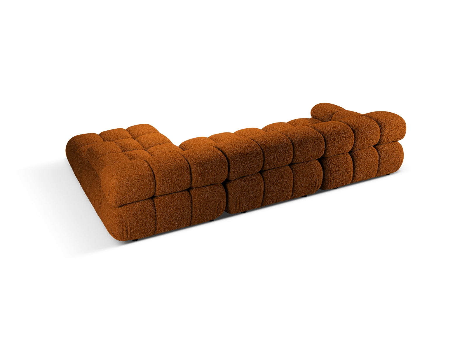 Modulares Bellis Boucle Ecksofa in warmem Brick-Rolf, 4-Sitzer, 155cm, perfekt für moderne Wohnkonzepte und gemütliche Atmosphäre.