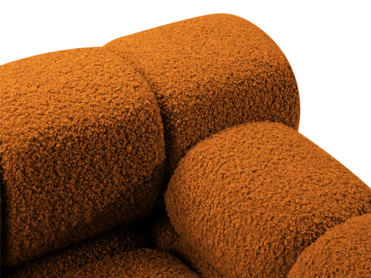 Elegantes Bellis Boucle Ecksofa in warmem Ziegelrot, 4-Sitzer, 155cm, ideal für stilvolle Wohnräume und entspannte Abende.