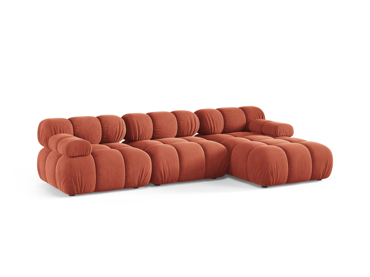 Bellis Ecksofa rechts 4-Sitzer von Micadoni, L-Sofa in Cappuccino-Liberty mit Massivholzrahmen und schwarzen Kunststoffbeinen, Ausrichtung rechts