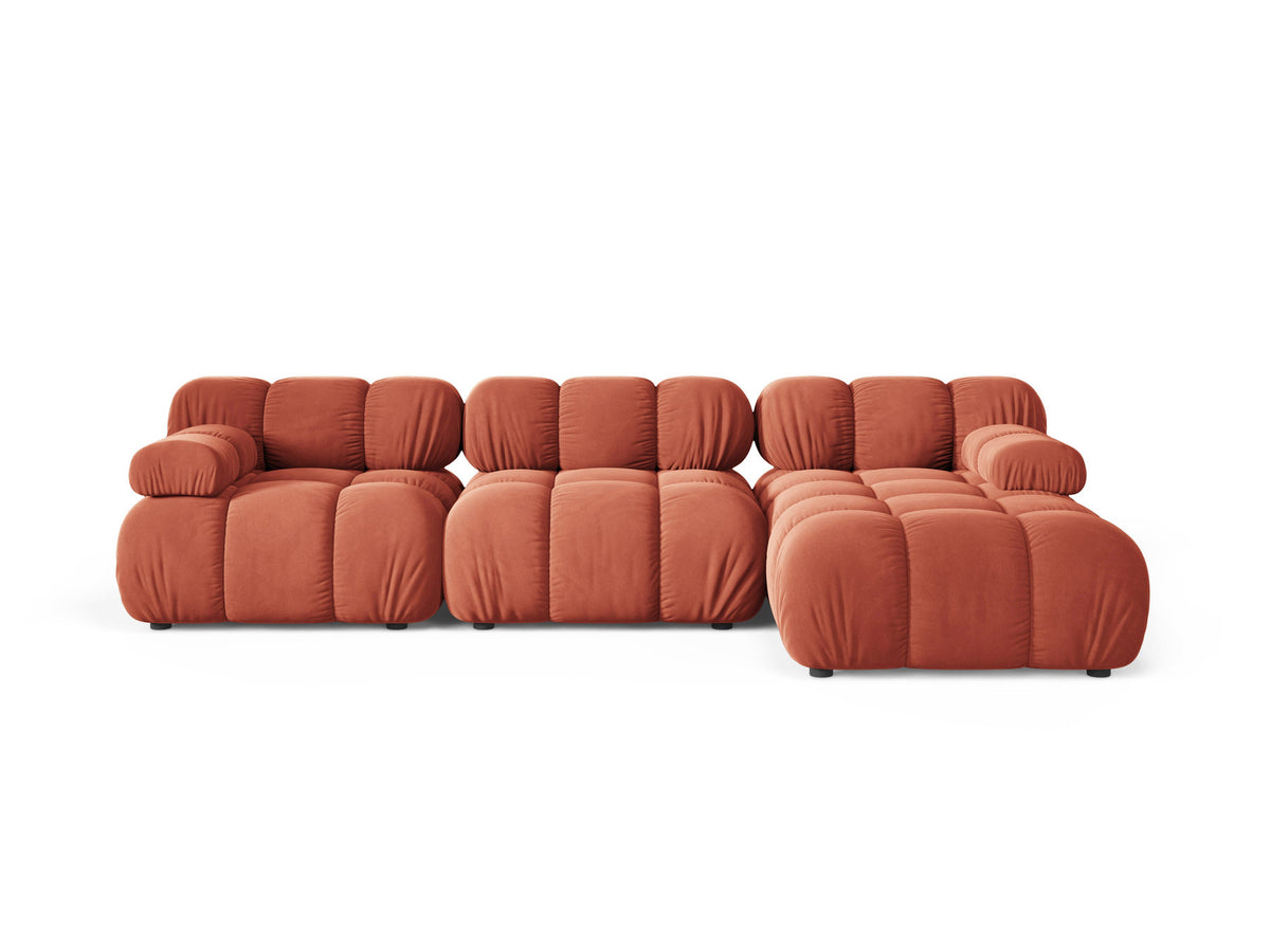 Bellis Ecksofa rechts 4-Sitzer von Micadoni, L-Sofa in Cappuccino-Liberty mit Massivholzrahmen und schwarzen Kunststoffbeinen, Ausrichtung rechts
