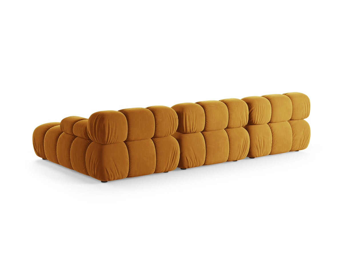 Bellis Ecksofa rechts 4-Sitzer von Micadoni, L-Sofa in Cappuccino-Liberty mit Massivholzrahmen und schwarzen Kunststoffbeinen, Ausrichtung rechts