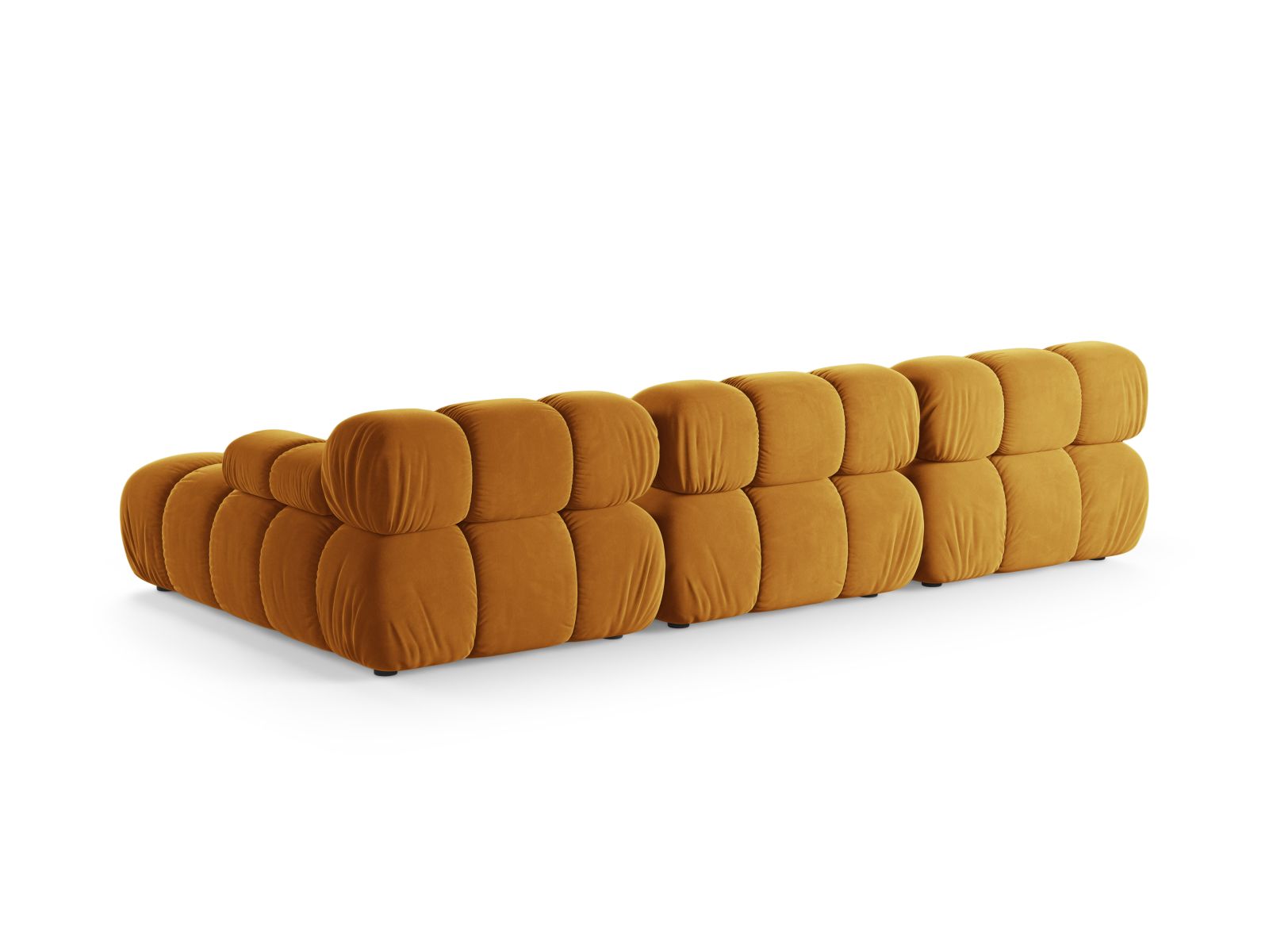 Modulares 4-Sitzer Ecksofa rechts Bellis in strahlendem Gelb, ideal für stilvolle Wohnräume, bietet hohen Komfort und Flexibilität.