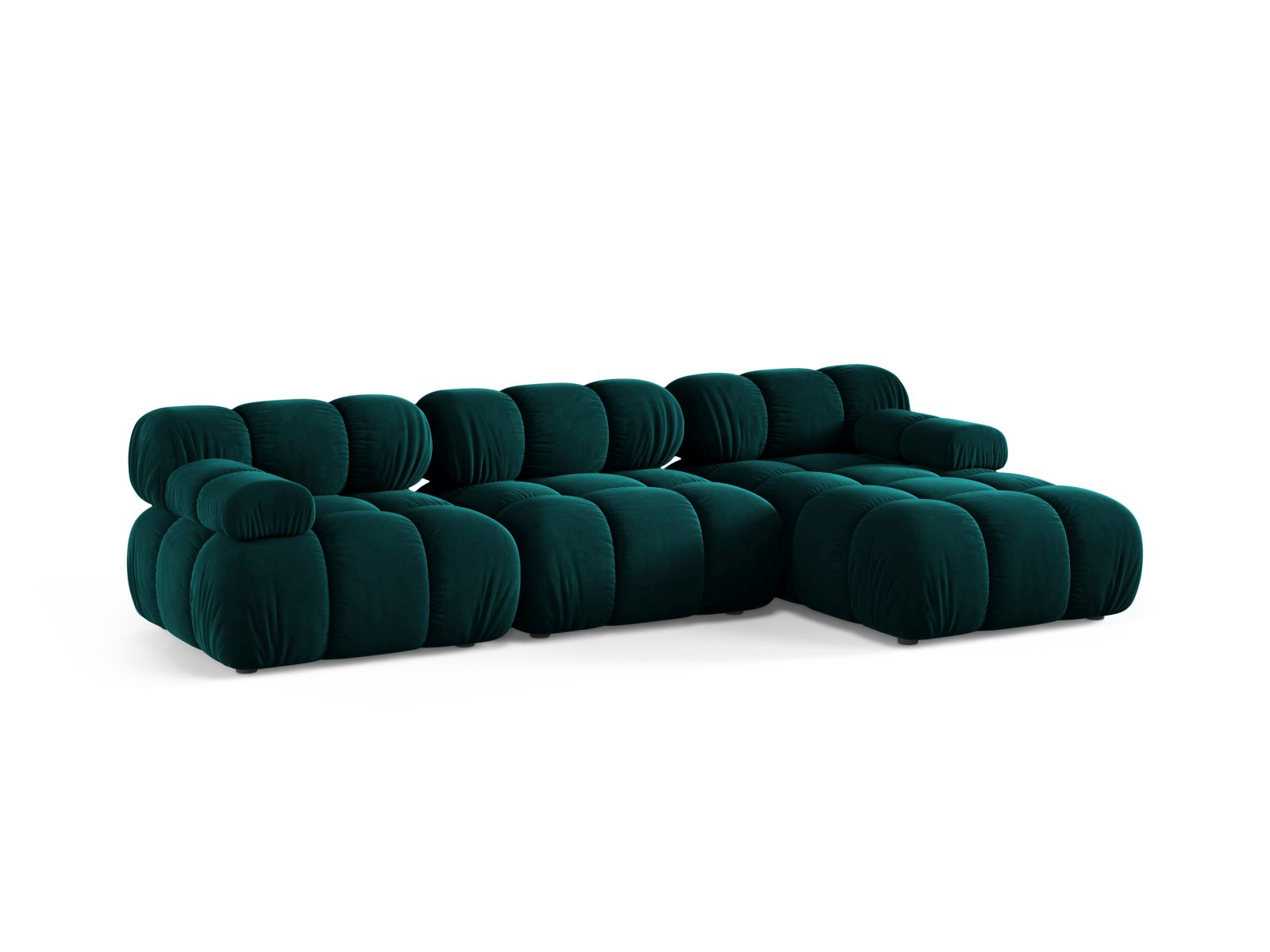 Elegantes 4-Sitzer Ecksofa Bellis in tiefem Petrol, ideal für stilvolle Wohnräume, präsentiert von Micadoni.